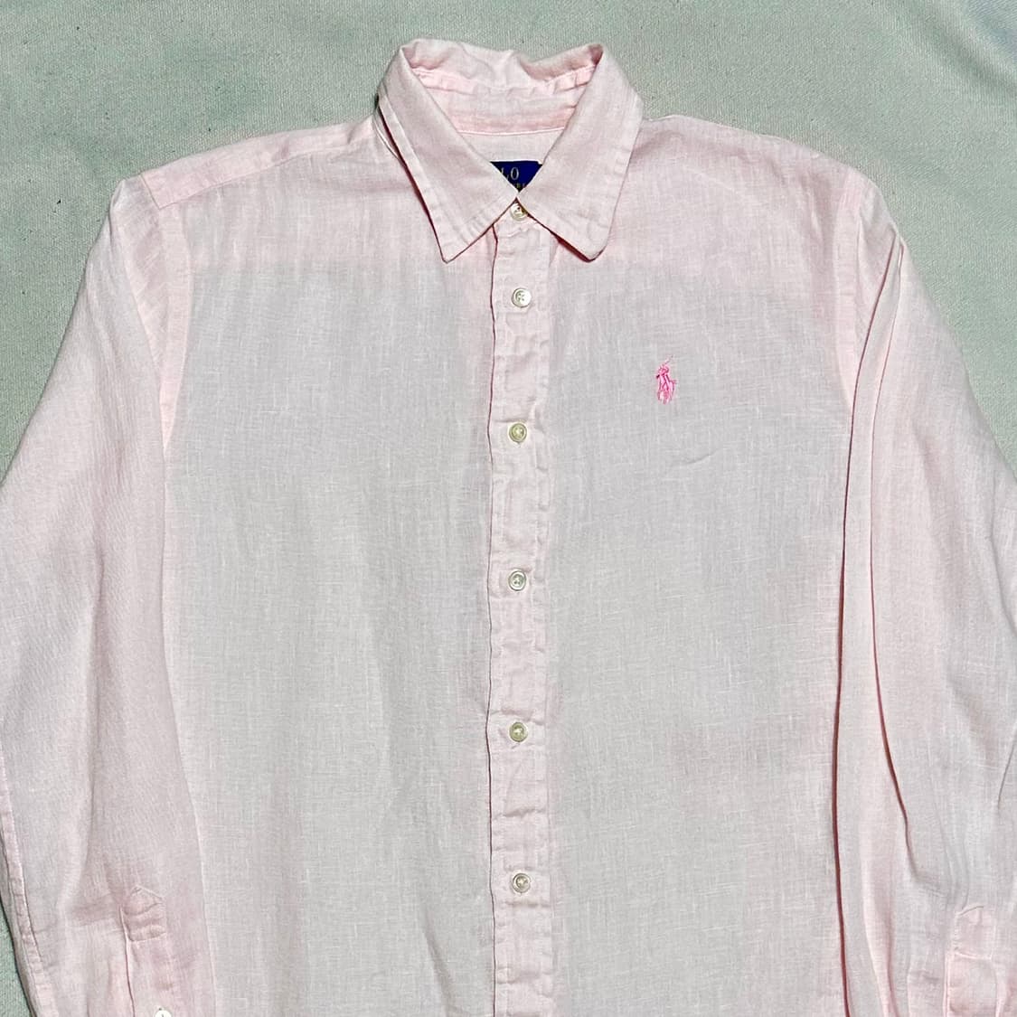 XS 폴로랄프로렌 핑크 린넨 셔츠 상품이미지1
