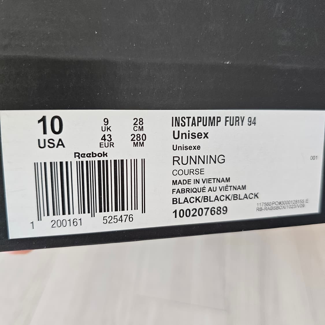 280 새제품) 리복 x 니들스 인스타펌프 퓨리 94 블랙 상품이미지9