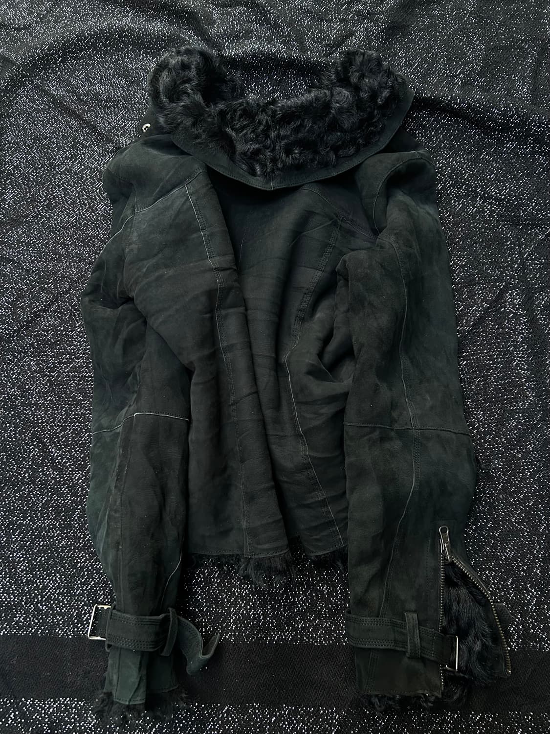 *rare* 1990s Jpn vkei 락시크 퍼 트리밍 레더 자켓 상품이미지3