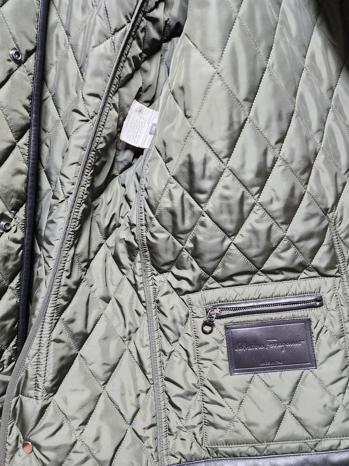 (정품) 페라가모 레더 파이핑 퀼팅 자켓 누빔자켓 XL 50 상품이미지8