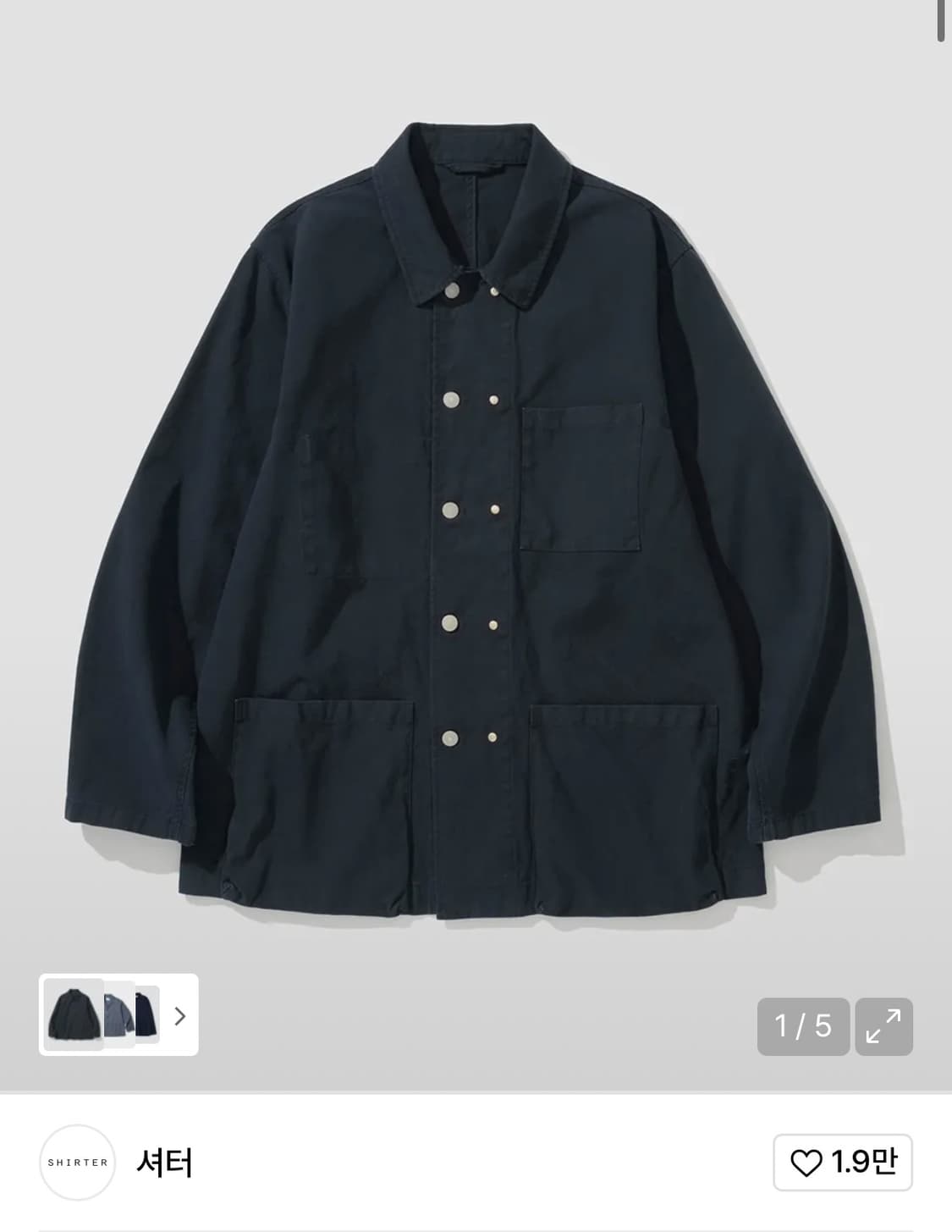 셔터(shirter) 워크 자켓 네이비(M,100) 택제거 새상품(미착용 상품이미지1