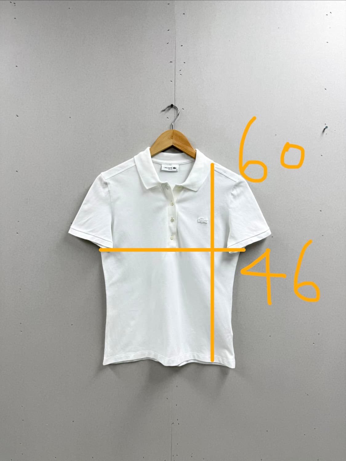 여성 40 슬림핏 / 라코스테 4버튼 반팔 카라티 화이트 상품이미지2