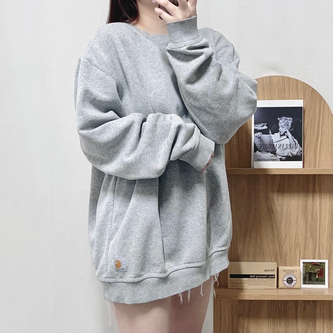 [정품] 칼하트 그레이 밑단로고 기모 맨투맨 [ 오리지널 L ] 상품이미지2