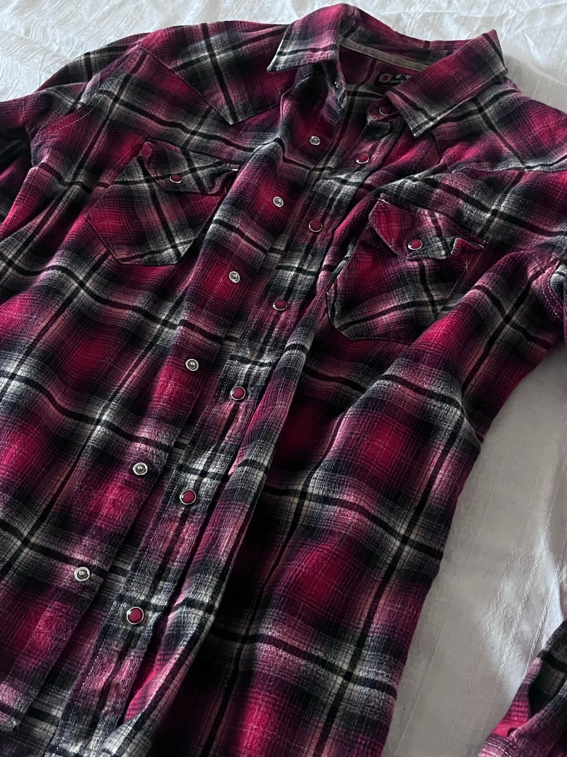 rock punk button check shirt 상품이미지2