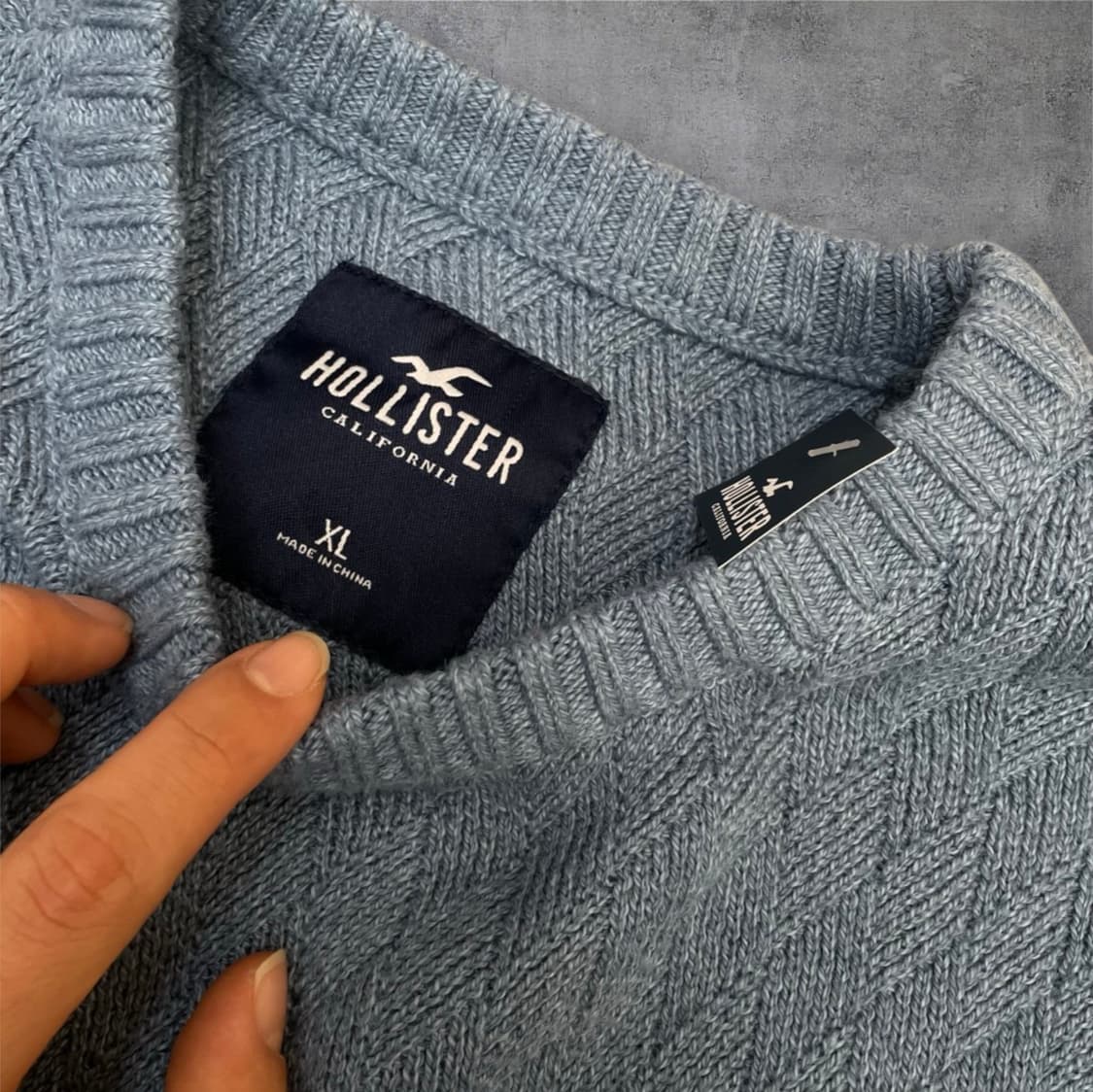 홀리스터 Hollister 스카이블루 헤링본 패턴 라운드넥 니트 XL 상품이미지2