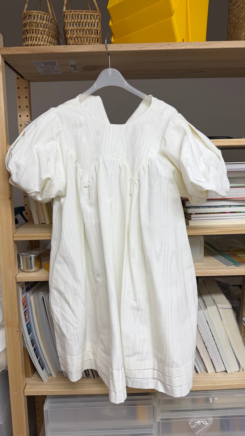 freckle moire white puff dress 상품이미지1