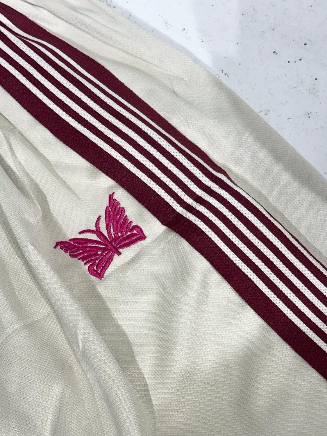 일본 빈티지 베이지 버건디 사이드 라인 와이드 트랙 팬츠 추리닝 바지  상품이미지6