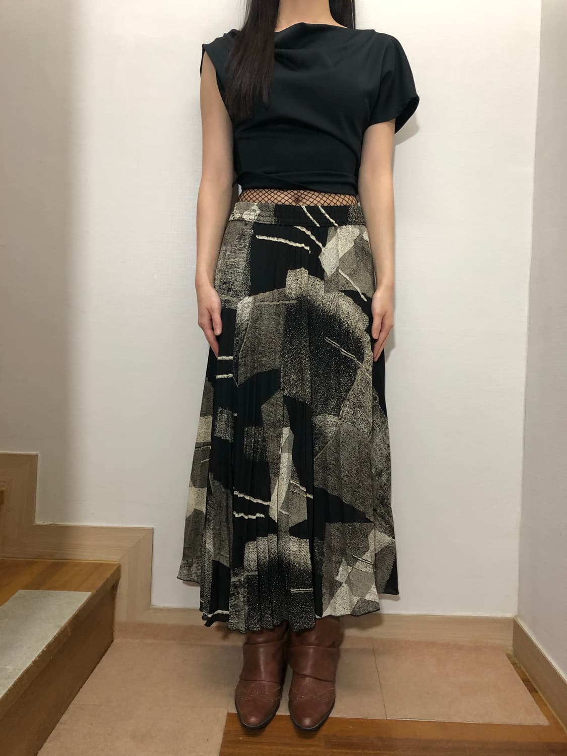 빈티지 블랙 오리엔탈 롱 스커트 상품이미지4