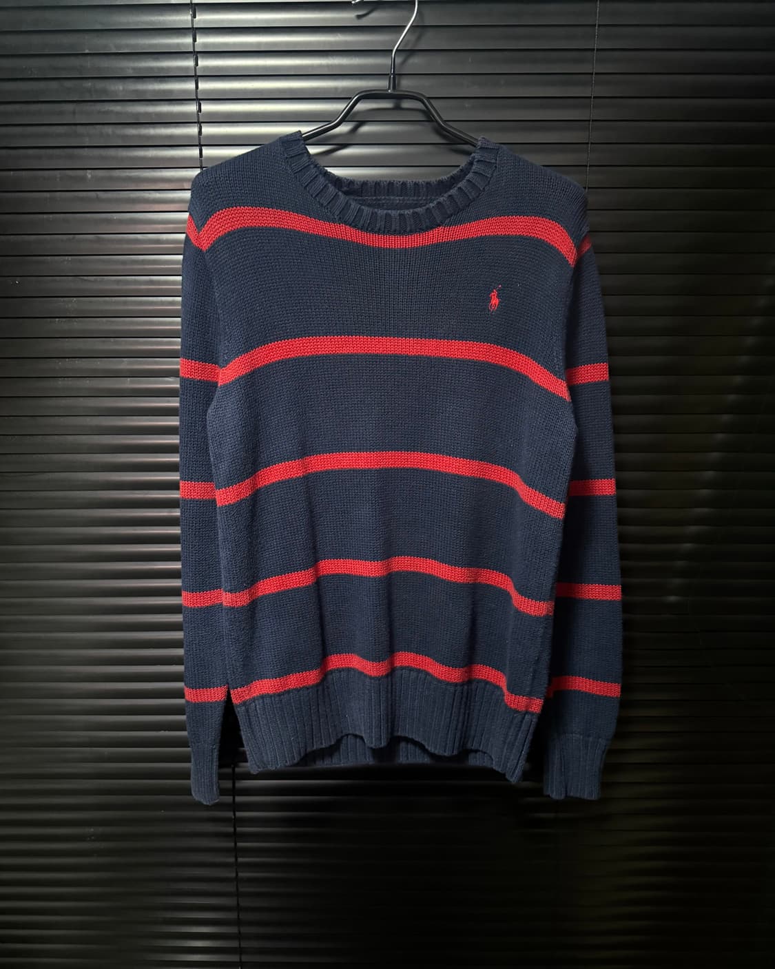 폴로 랄프로렌 네이비 남색 레드 빨강 스트라이프 단가라 니트 스웨터 여성 상품이미지2