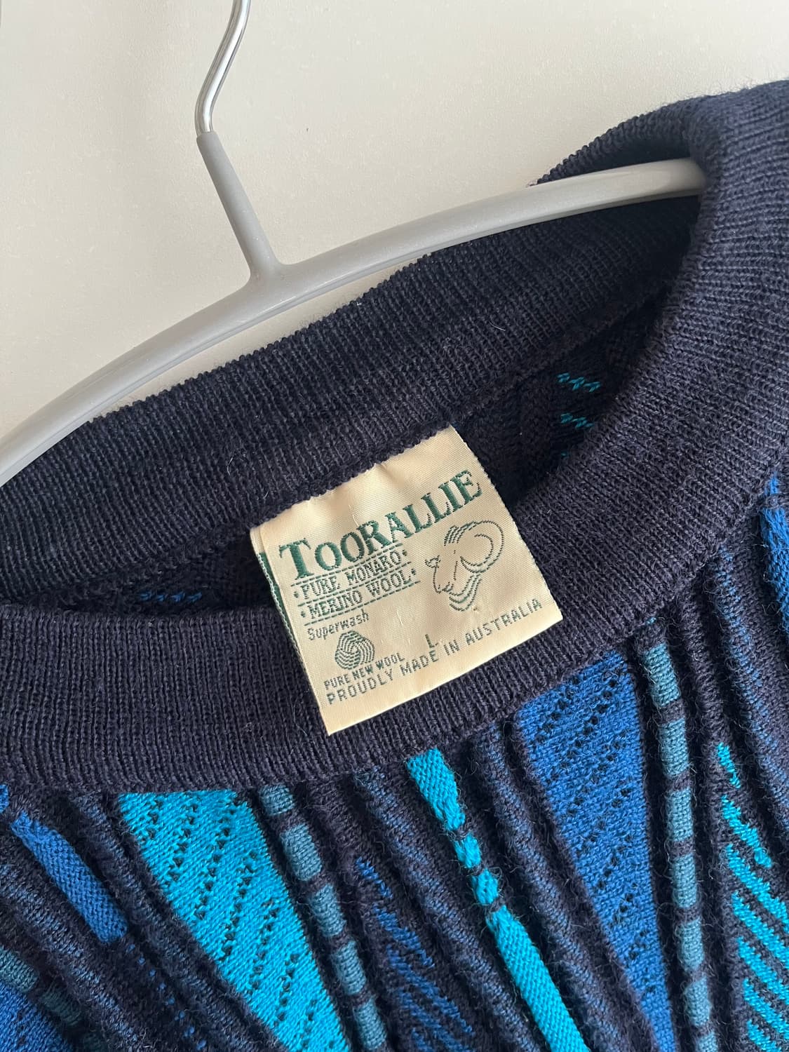 Toorallie 쿠지st 빈티지 케이블 블루 니트 메리노울 상품이미지3