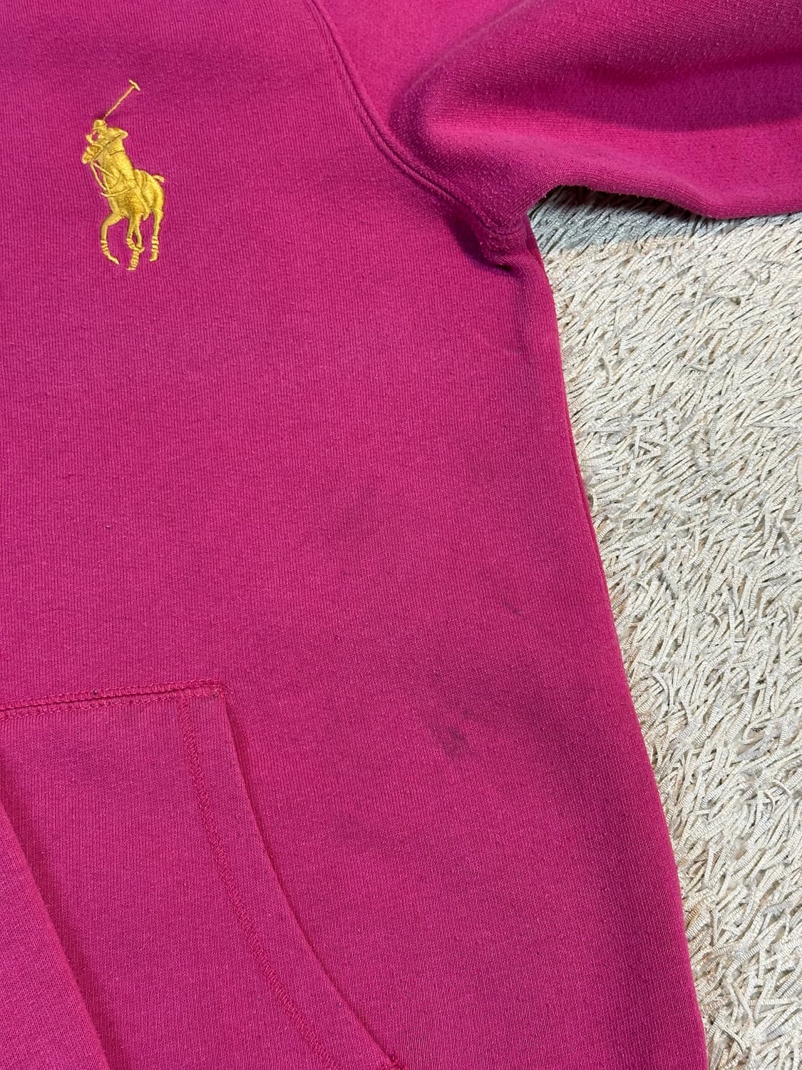 희귀) 폴로 랄프로렌 빅포니 로고 후드집업 핑크 골드 상품이미지4