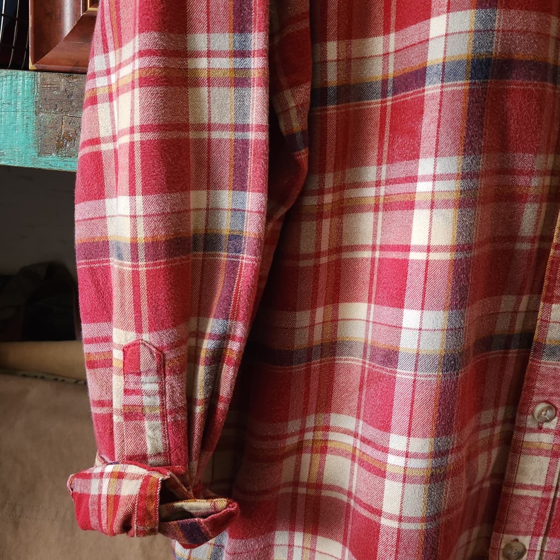 00s 에디바우어 아메리칸 빈티지 체크셔츠 플란넬 워크셔츠 썬페이딩 xl 상품이미지7