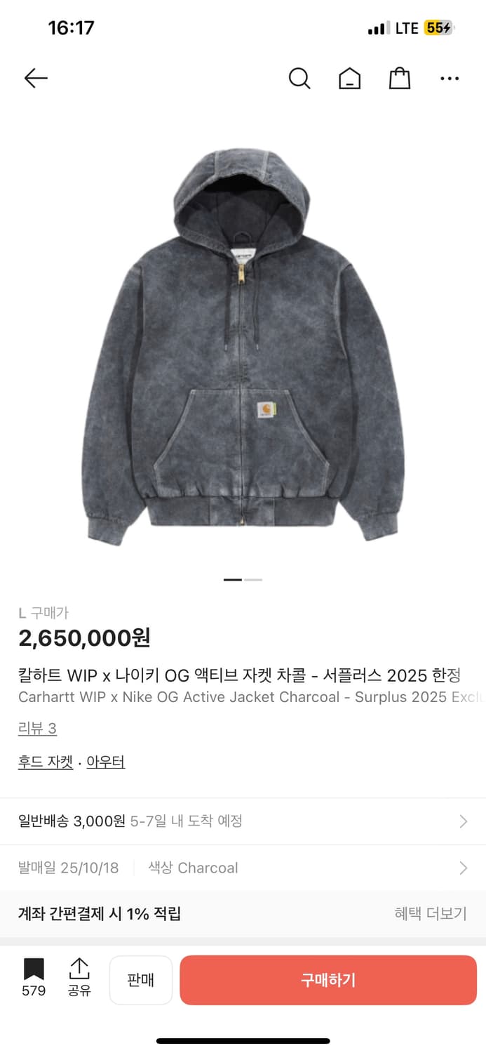 칼하트 나이키 서플러스 액티브자켓 시드니 한정판 L 상품이미지2