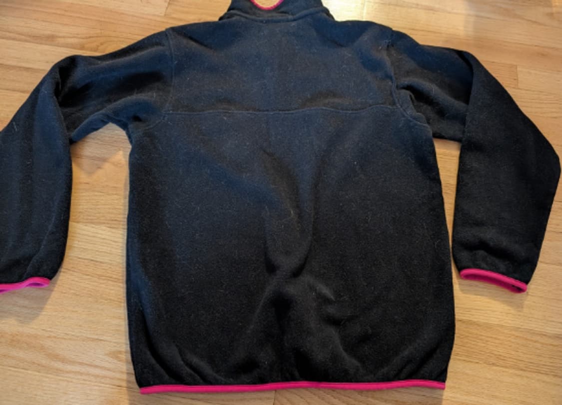 파타고니아 신칠라 스냅 플리스 풀오버 여성용 XL 블랙 핑크 트림 상품이미지2