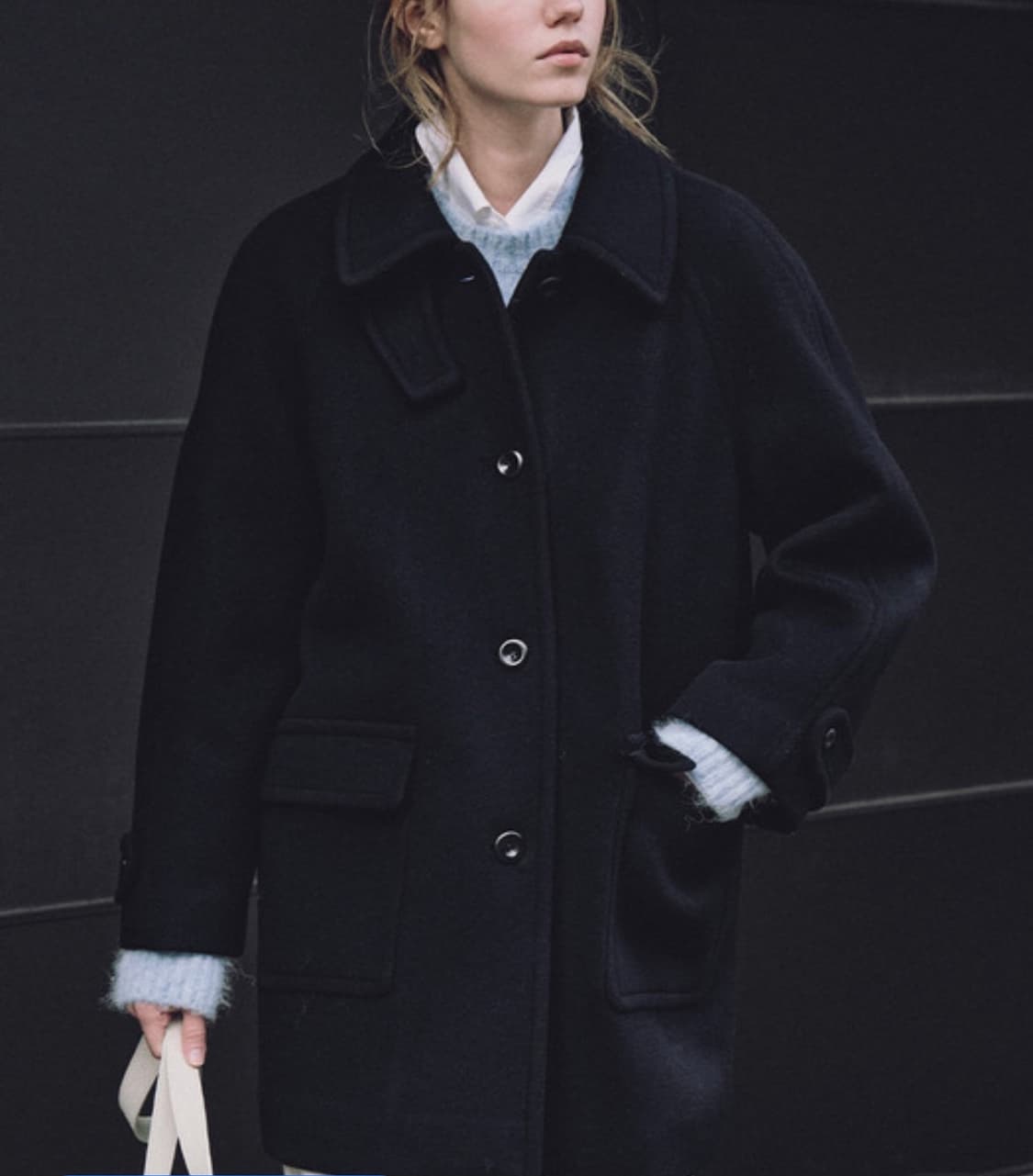 오스트카카 싱글 하프 코트 블랙 상품이미지2