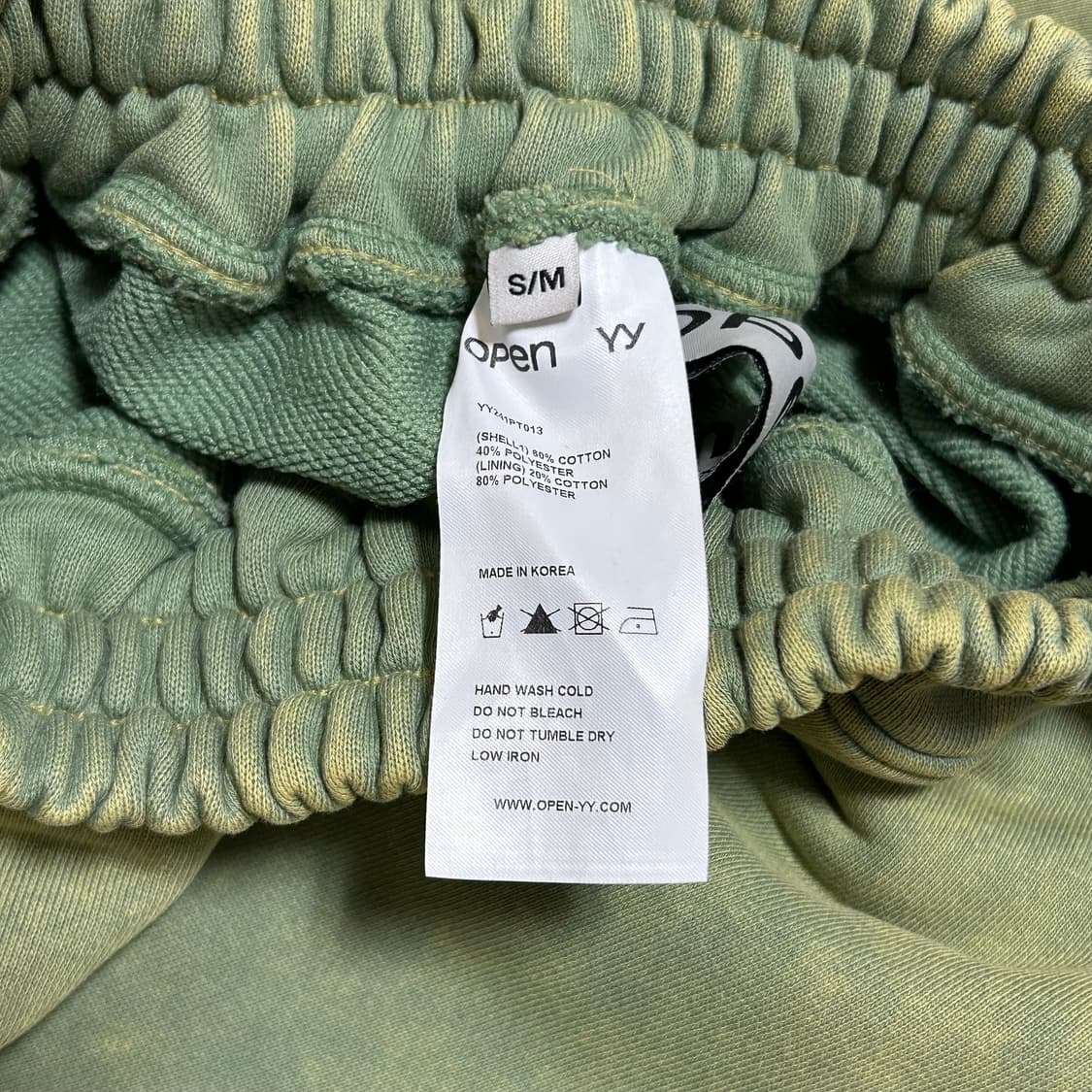 오픈와이와이 와이드 스웨트팬츠 그린 상품이미지3