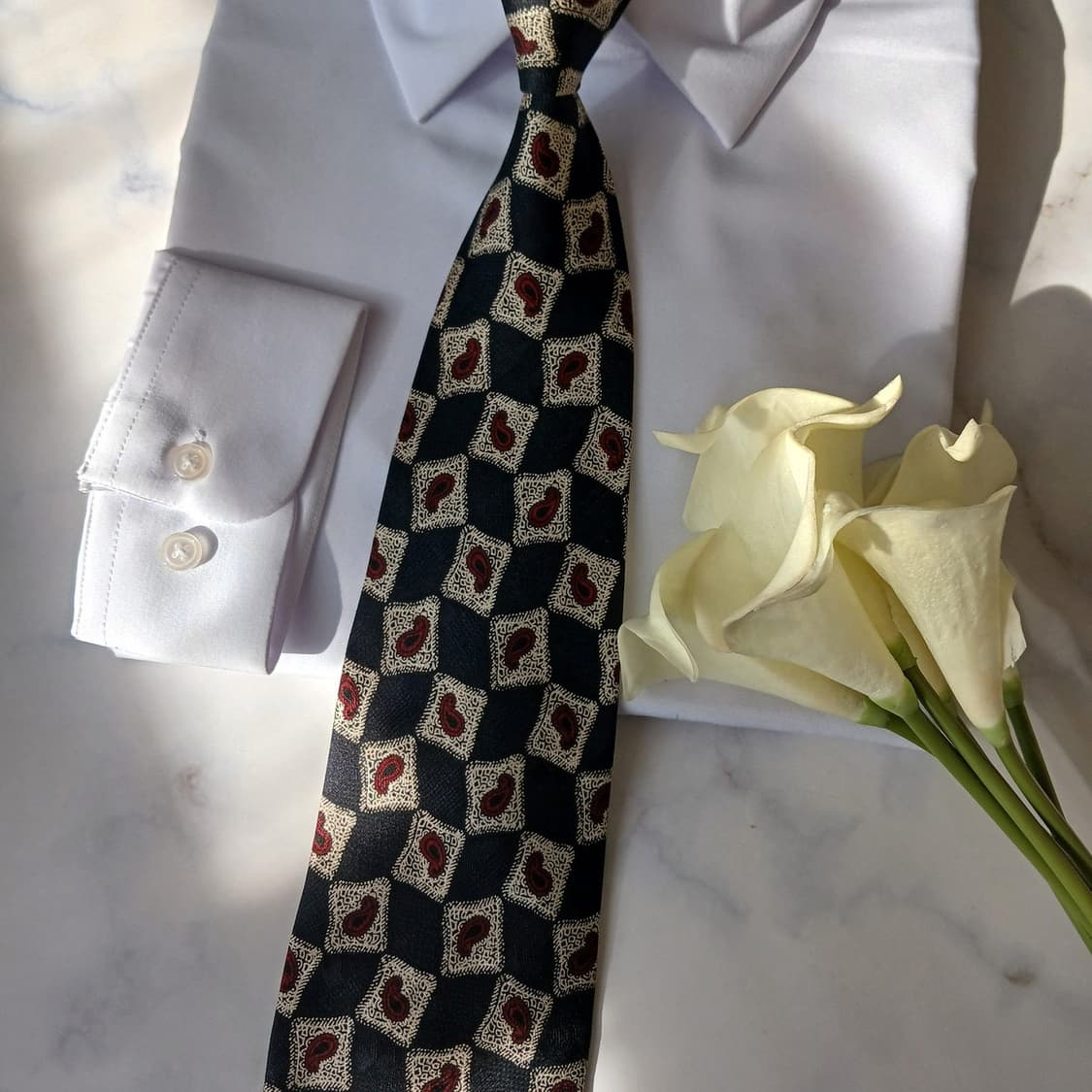 피에르 발망 실크 페이즐리 패턴 넥타이 9.5cm A등급 A19704 상품이미지5