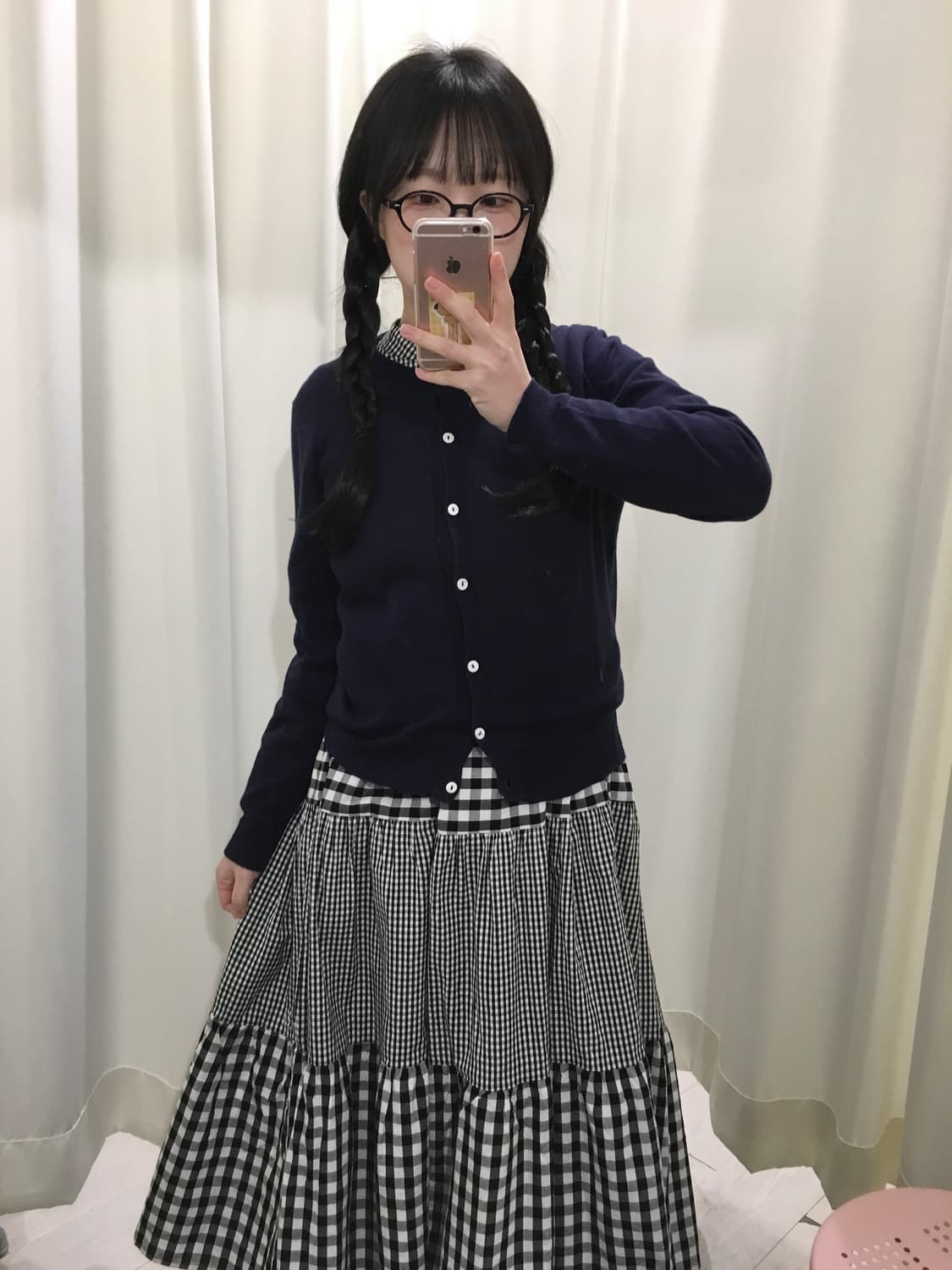 패치 체크 롱원피스 상품이미지4