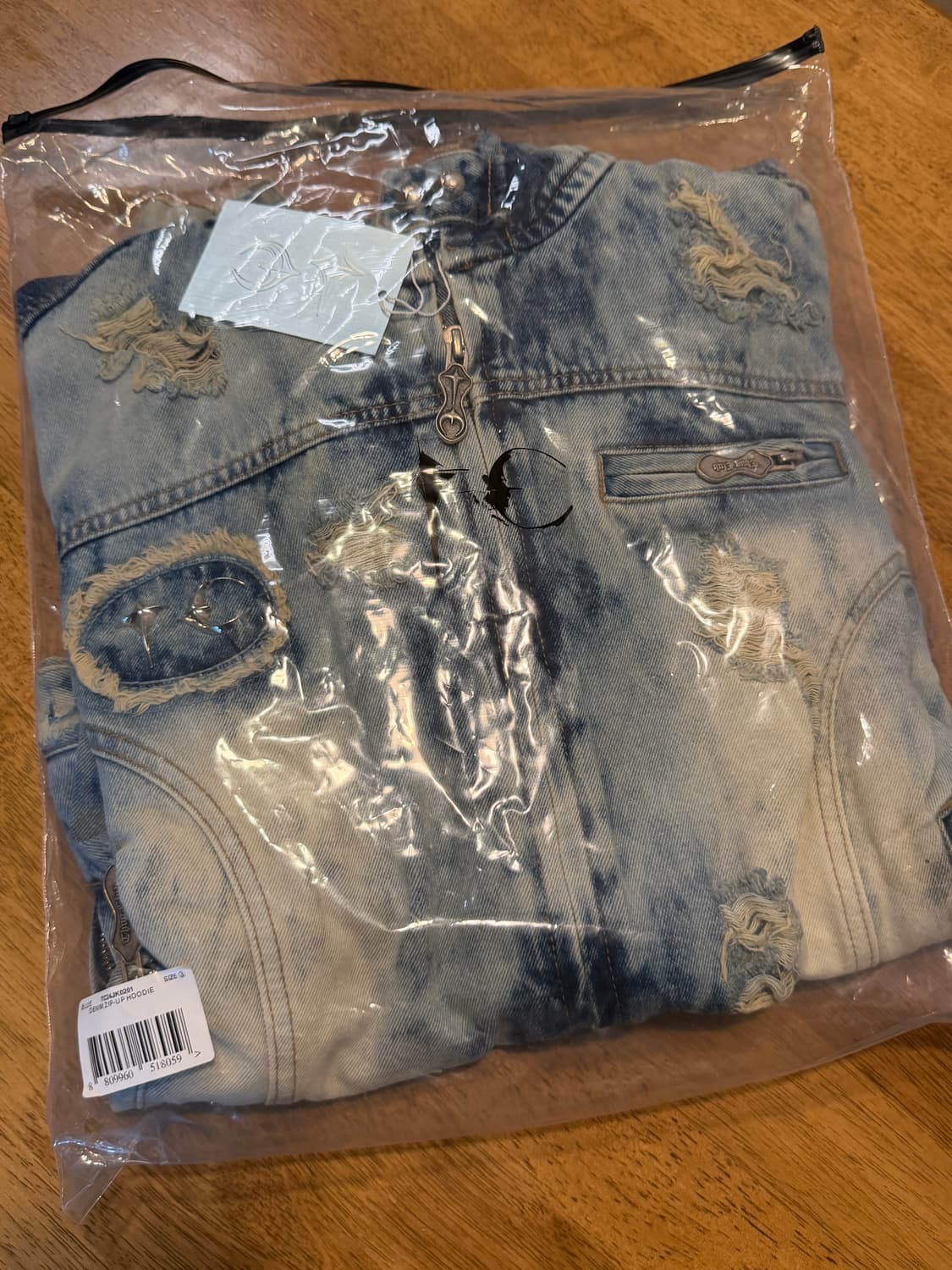 떠그클럽 데미지 데님 크롭 후드자켓 상품이미지6