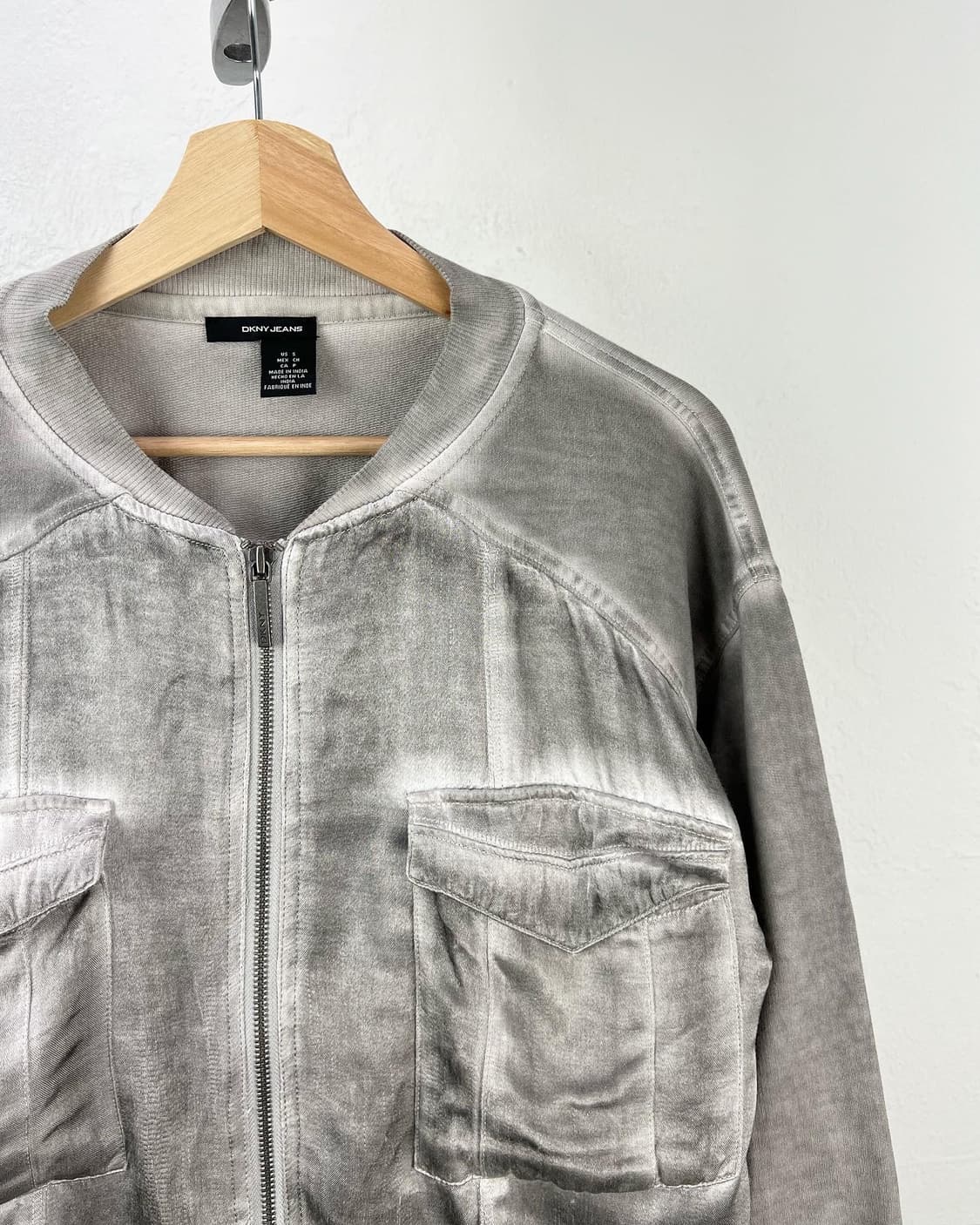 DKNY 그레이 워시드 레이온 코튼 블루종 자켓  상품이미지2