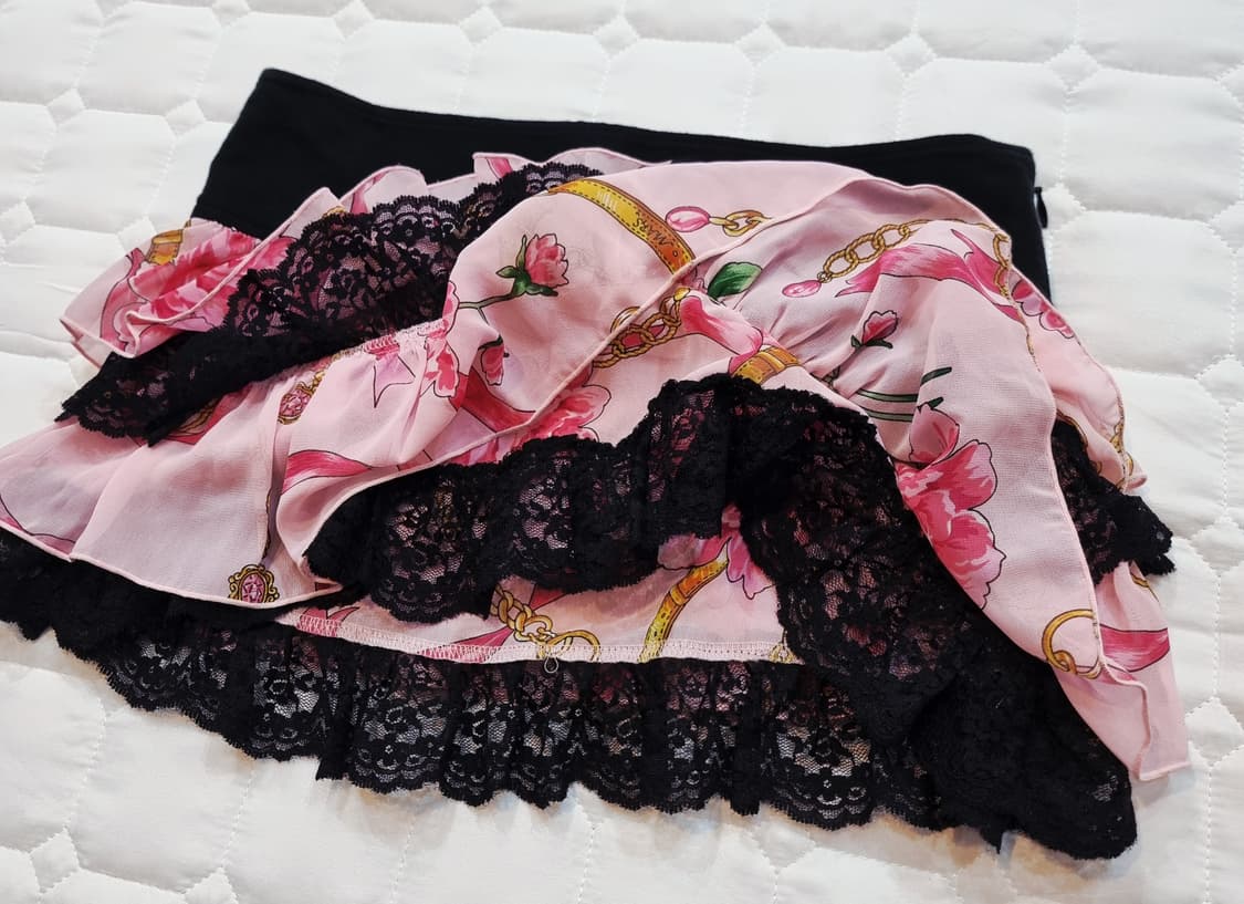 MARS 마즈 플라워 체인 3단 프릴 미니 스커트 상품이미지3