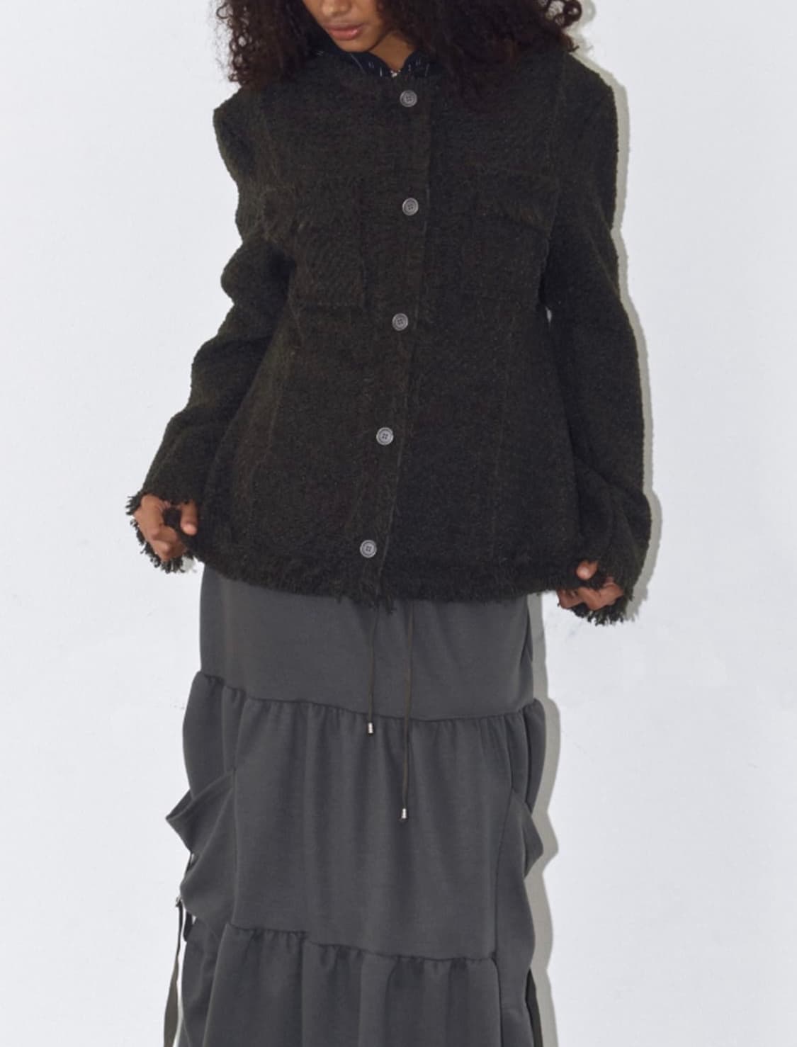 폴리수엠 트위드자켓 카키 상품이미지3