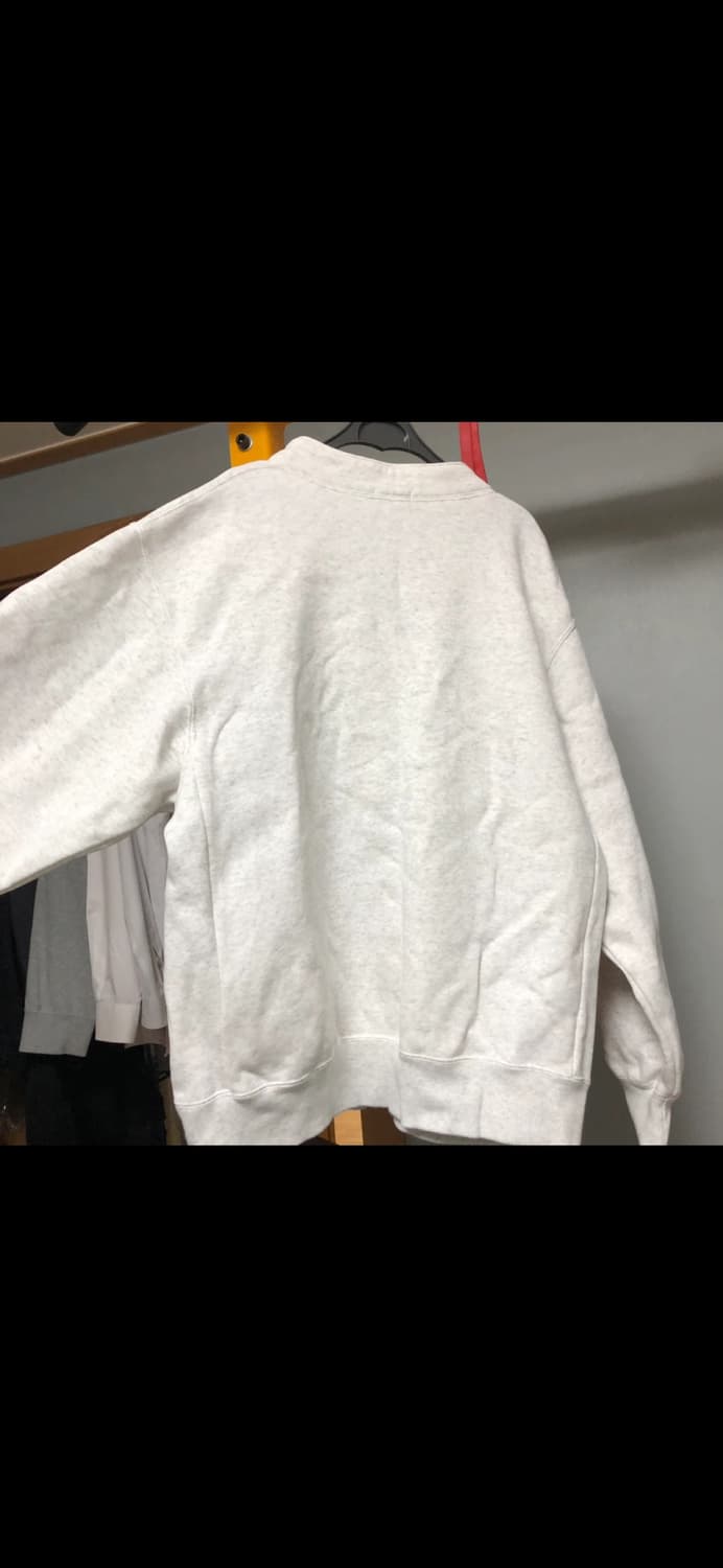 GU 반하이넥 기모 포켓 맨투맨 화이트멜란지 상품이미지2