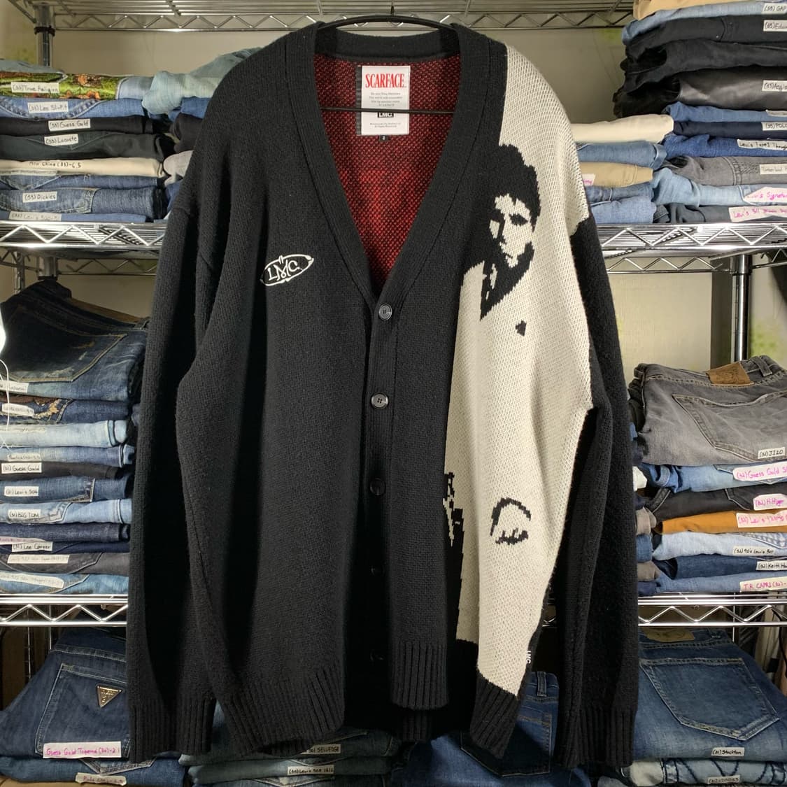 [XL] LMC X SCARFACE 토니 몬타나 자카드 롱 가디건 상품이미지2