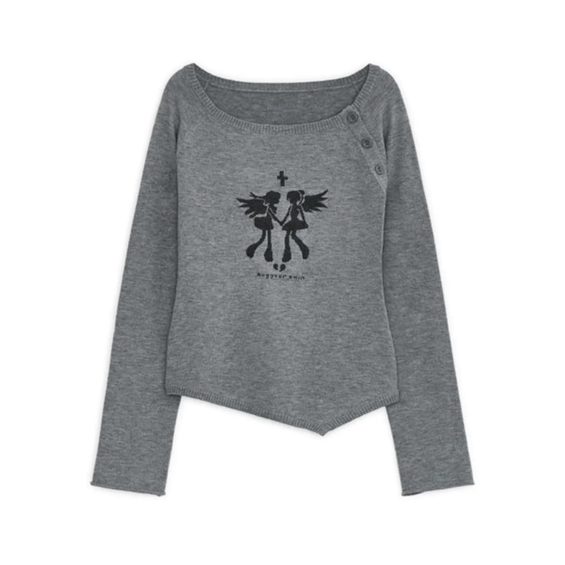 [구함글] 허그유어스킨 폴런 엔젤 니트 탑 (그레이) 상품이미지1