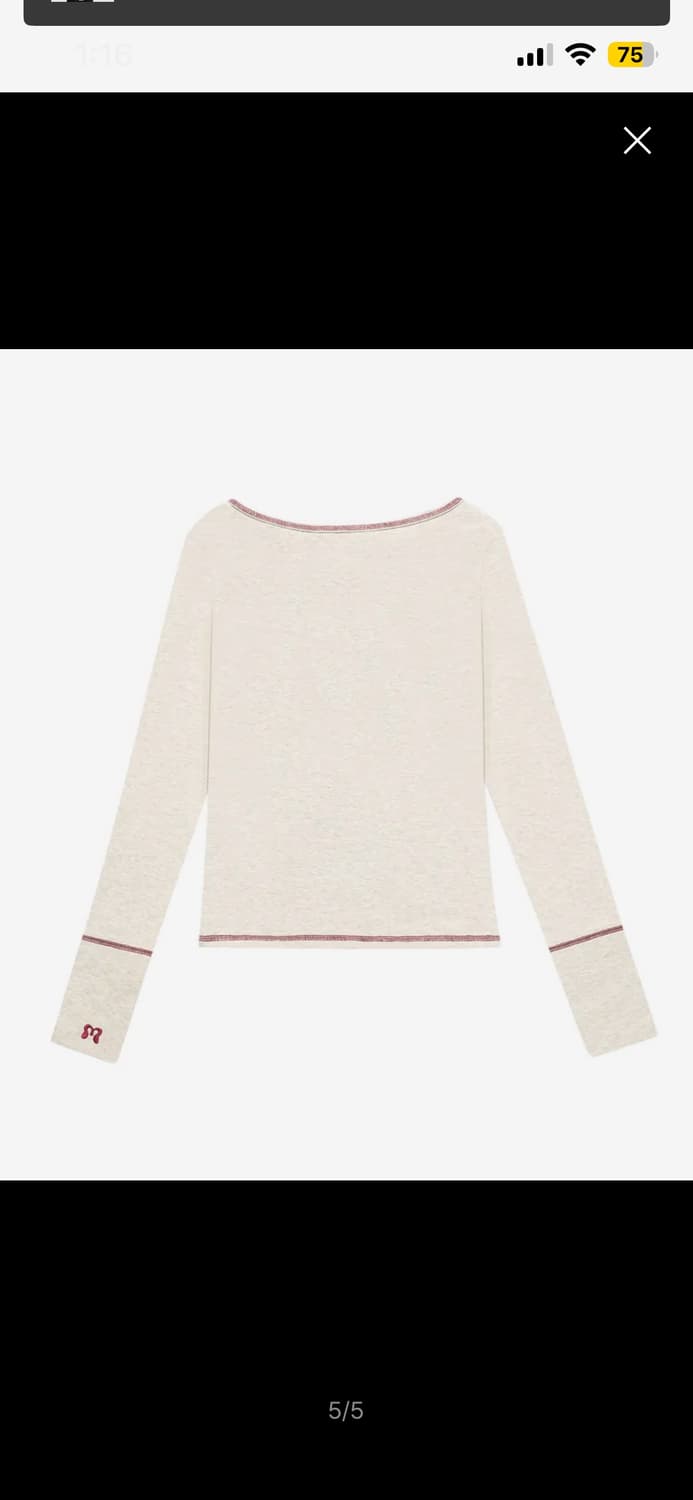 미레코 스티치 리본 티 오트밀 상품이미지5