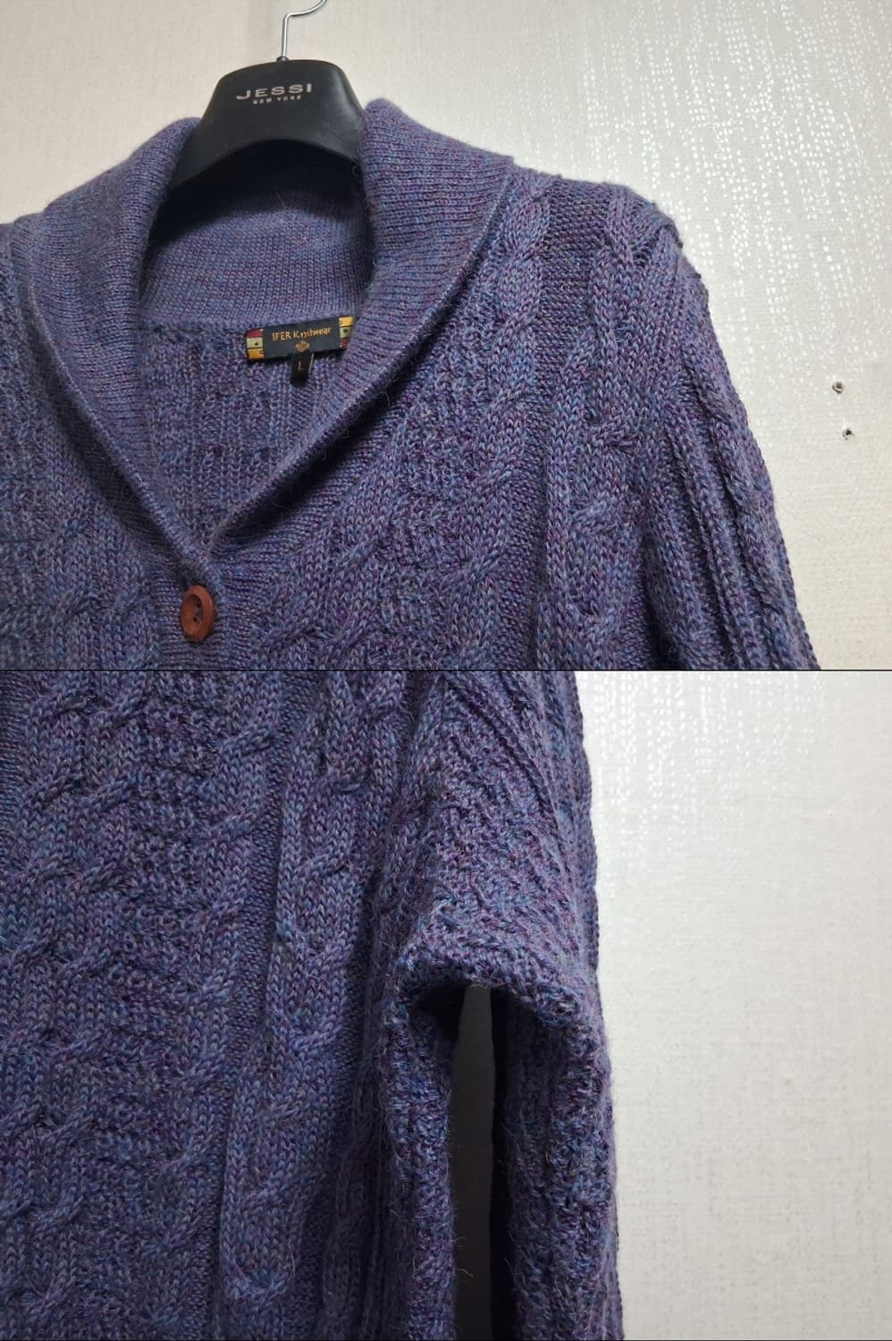 일본빈티지 IFER Knit wear 알 숄카라 알파카 꽈배기울니트  상품이미지4