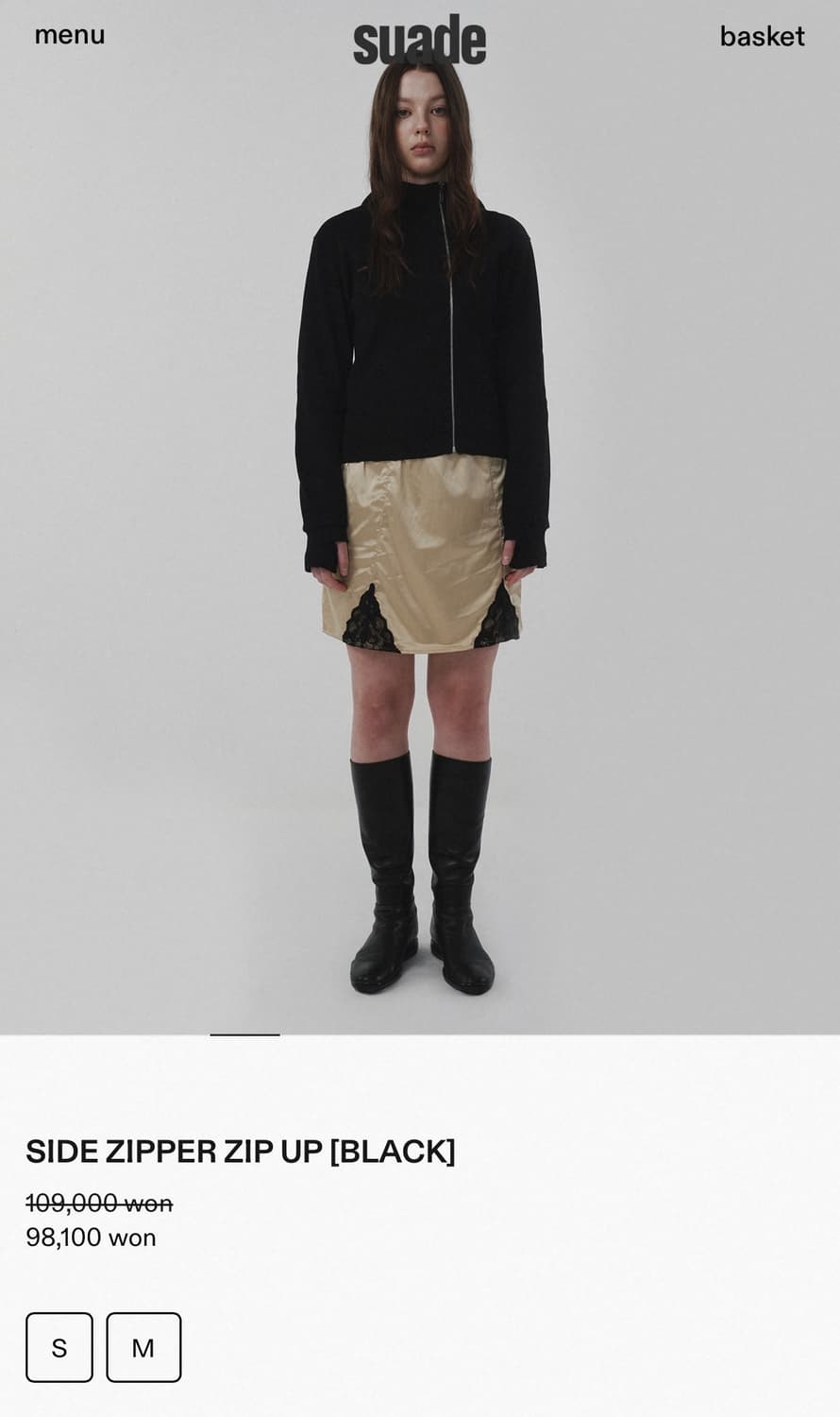 Suade SIDE ZIPPER ZIP UP BLACK 상품이미지1