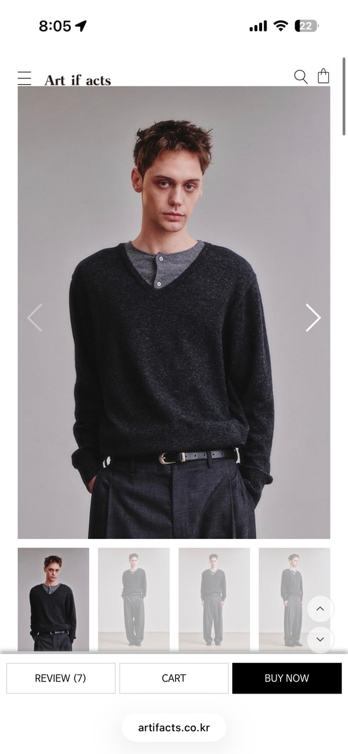 [m] 아트이프액츠 헨리넥 니트 차콜/라이트그레이 상품이미지1