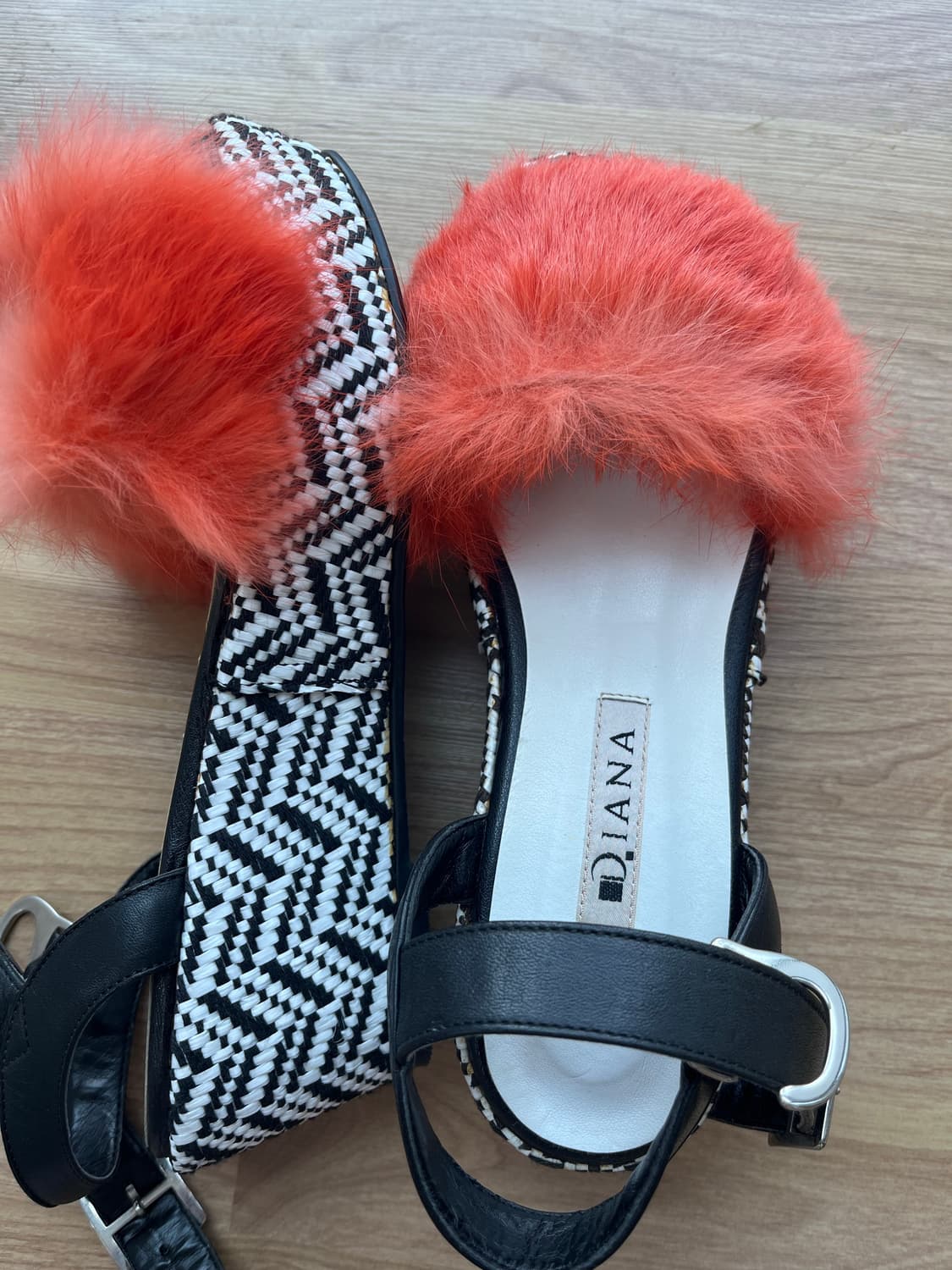 일본 빈티지토끼털 통굽샌들 상품이미지2