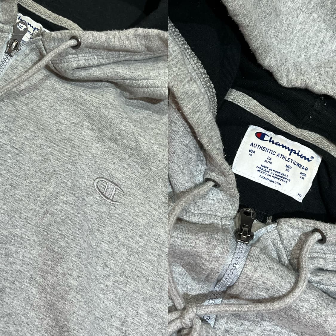 챔피온 그레이 히든 로고 후드집업 상품이미지5