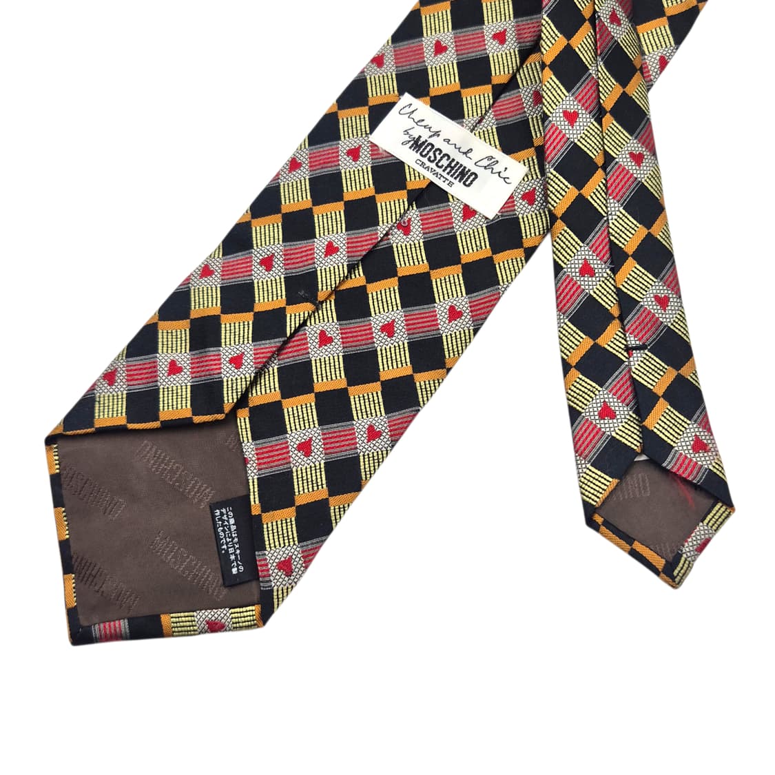 90s 모스키노 하트 타일 체크 실크 넥타이 상품이미지3