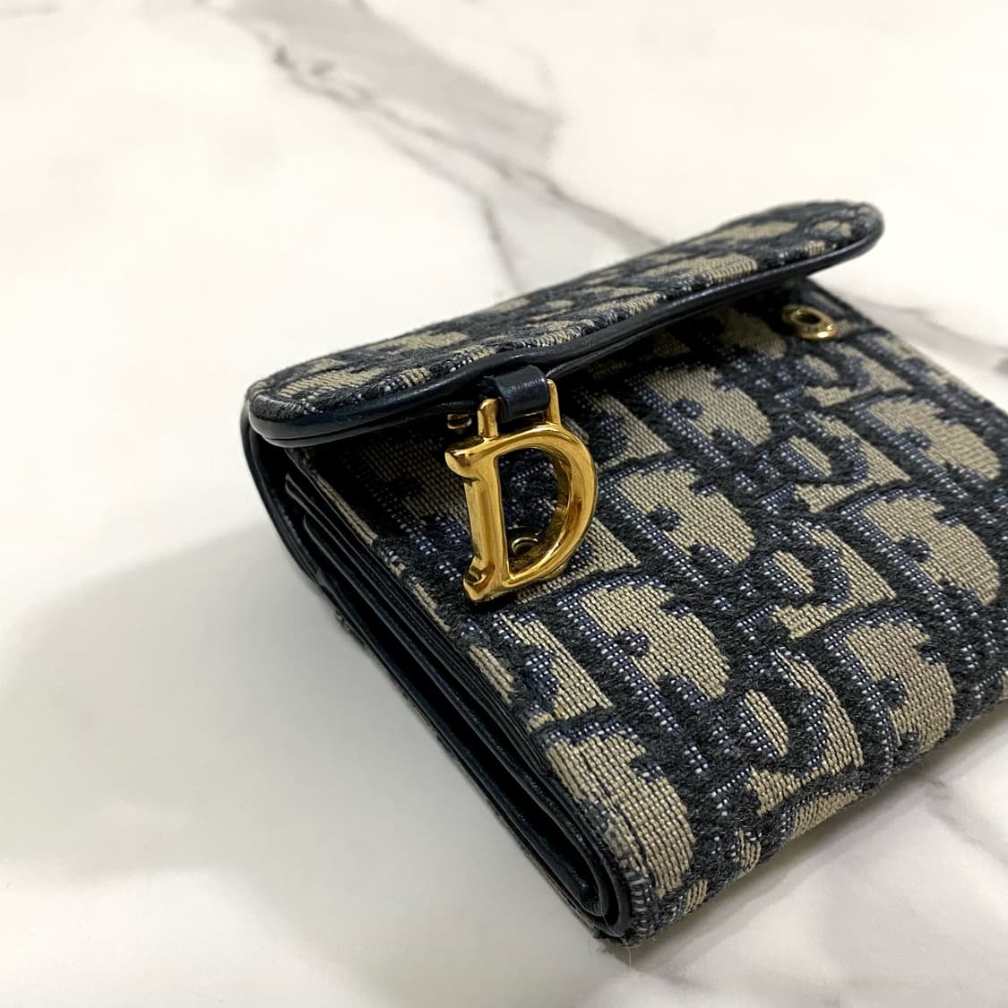 디올 새들 로터스 지갑 블루 디올 오블리크 자카드 여성 반지갑 상품이미지5