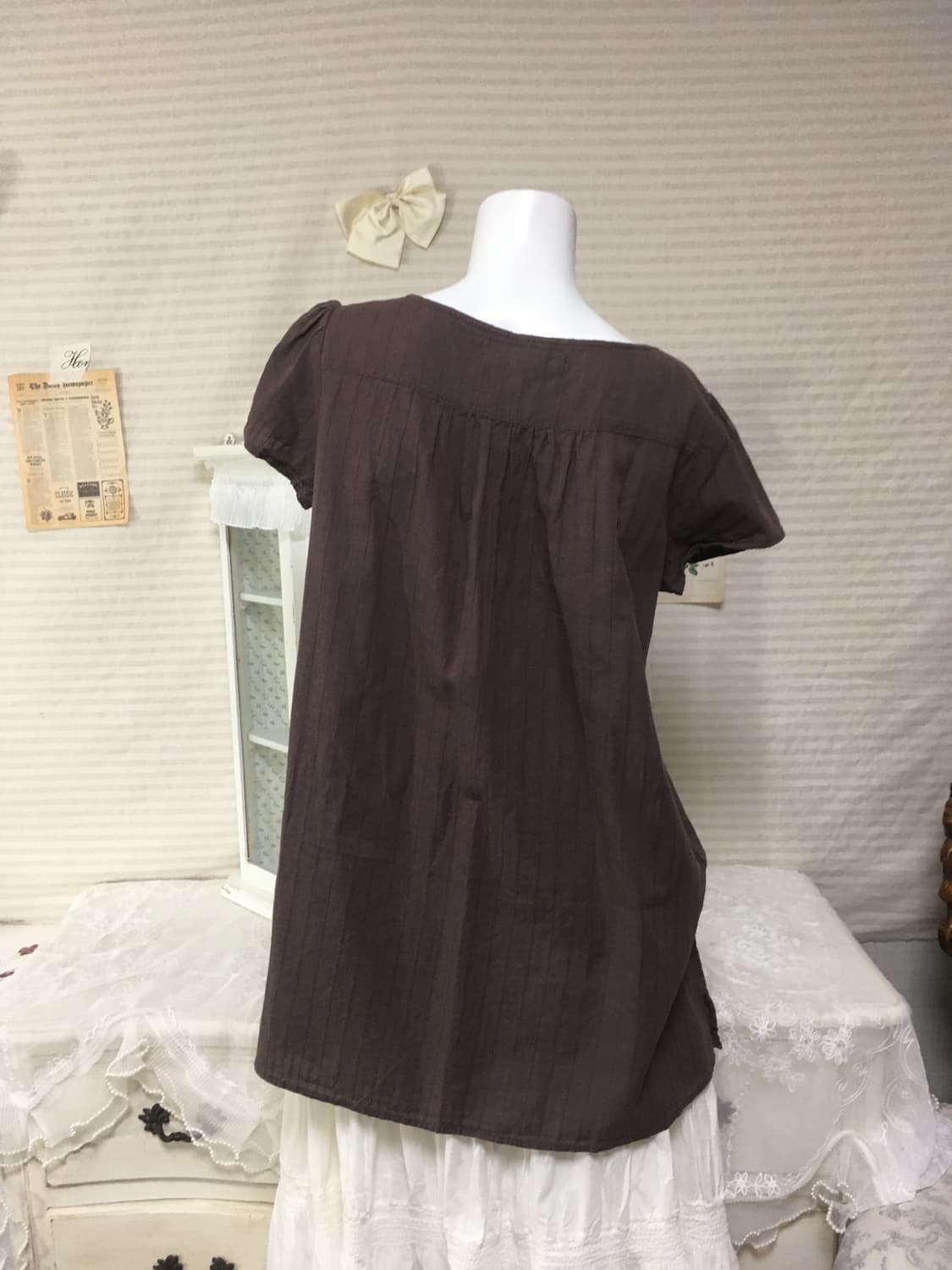 일본빈티지 브라운 모리 블라우스 상품이미지4