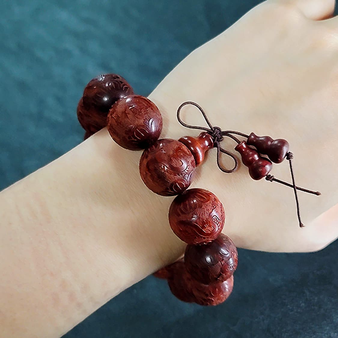 마하슈리 백단향 20mm 남자 소품 용 봉황 불교 염주 팔찌 상품이미지6