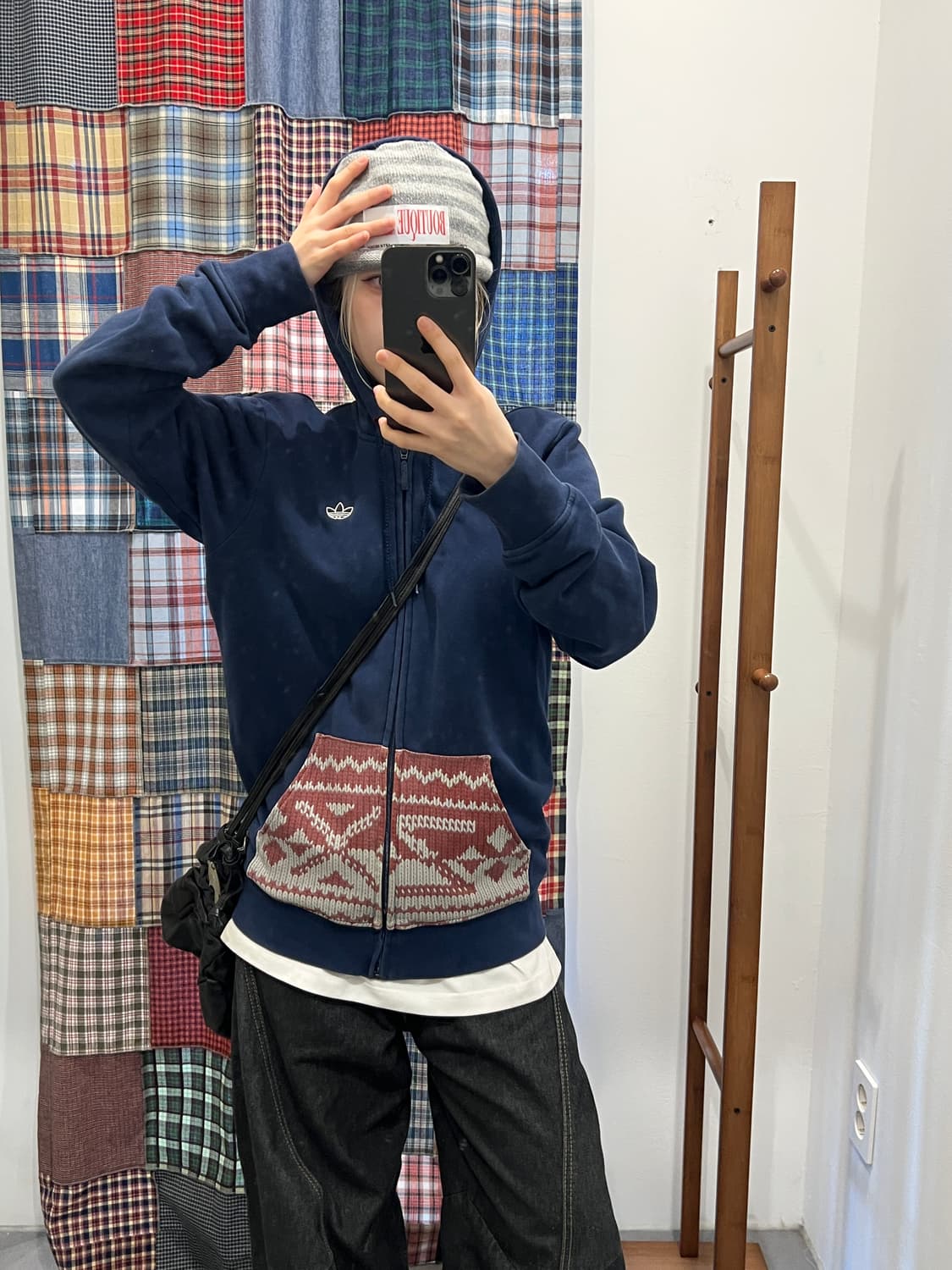 아디다스 네이비 빈티지 파이어 후드집업 상품이미지4