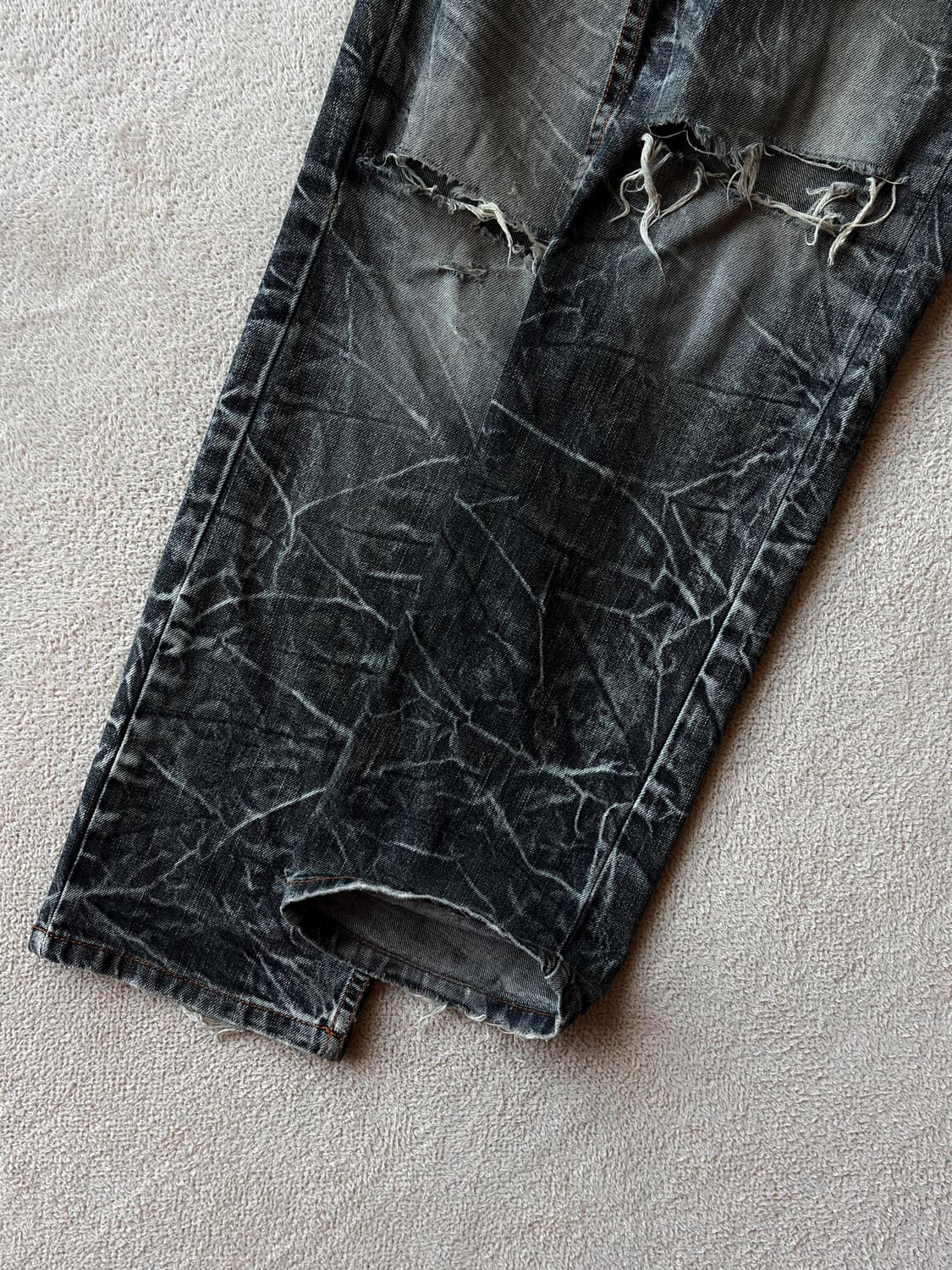 NYLAUS 더블 웨이스트 아플리케 디스트로이드 팬츠 상품이미지6