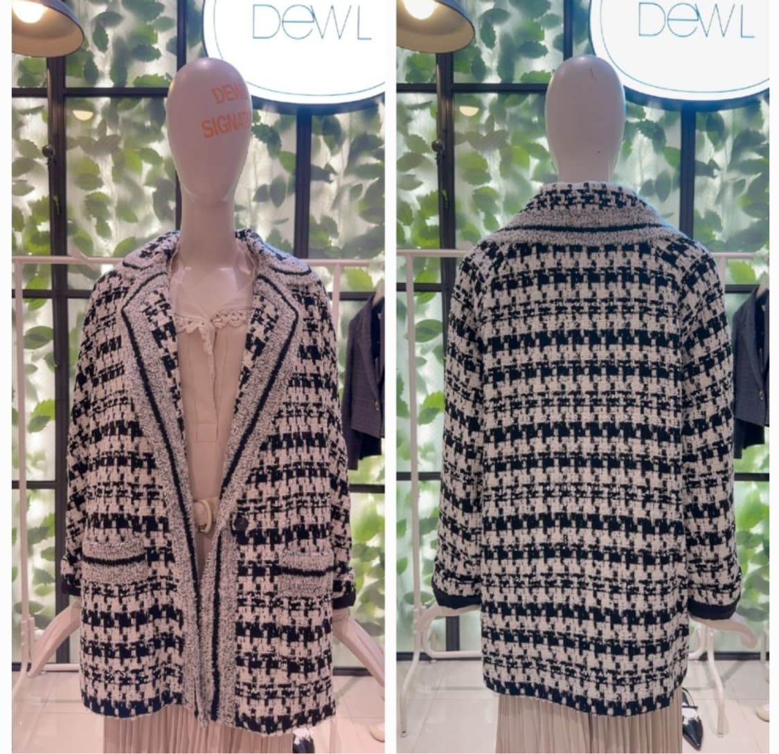 듀엘 DEWL 2021 하운드체크 니트 배색 자켓 S사이즈 상품이미지1