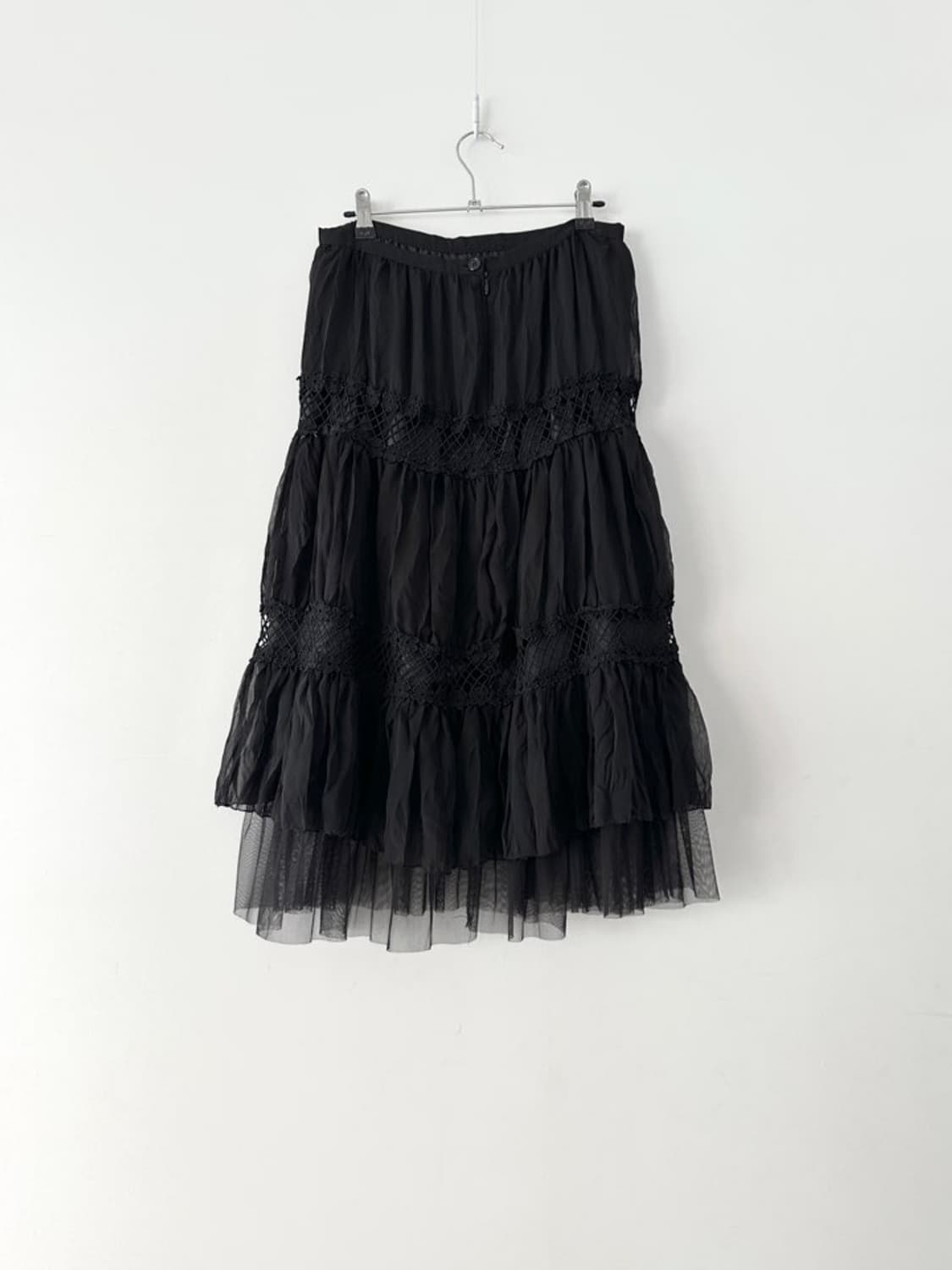 Embroidery slit net mix skirt 상품이미지3