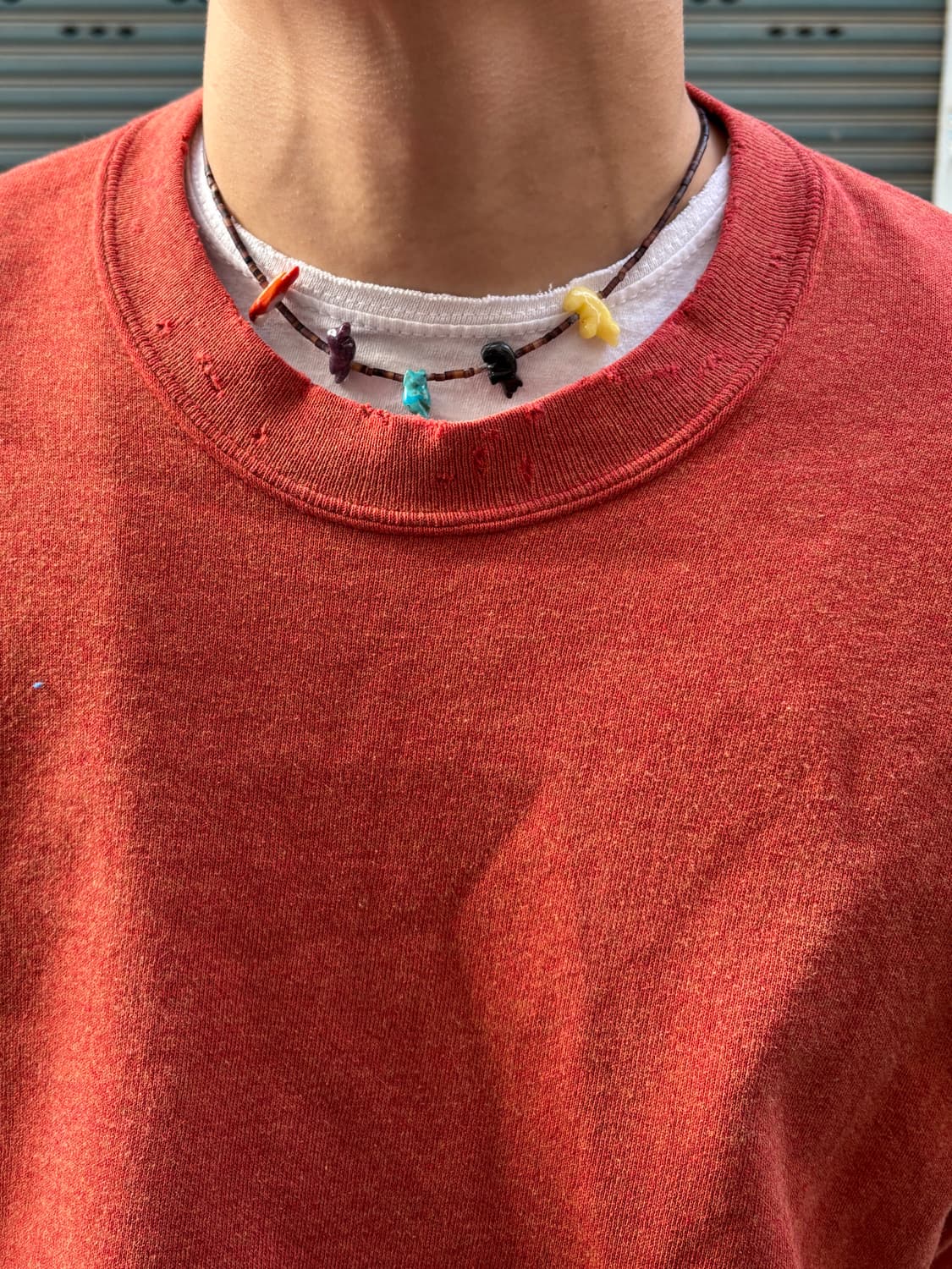 RH-03 90s 져지스 페이드, 데미지 커스텀 스웻셔츠(레드) 상품이미지5