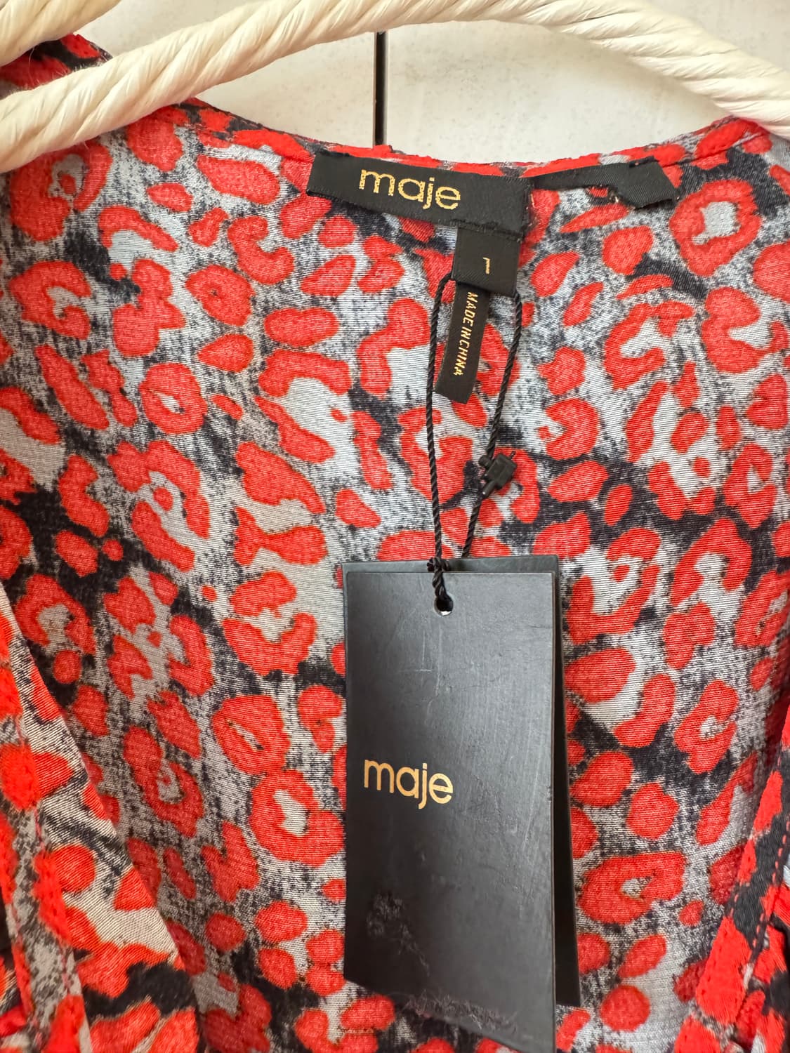 텍있는 새상품 maje 레드 레오파드 랩 블라우스 1(44,55가능) 상품이미지5