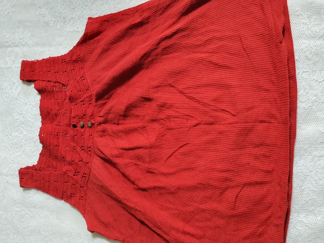 [일본빈티지] 모리걸 레드 브이넥 민소매 블라우스 상품이미지5