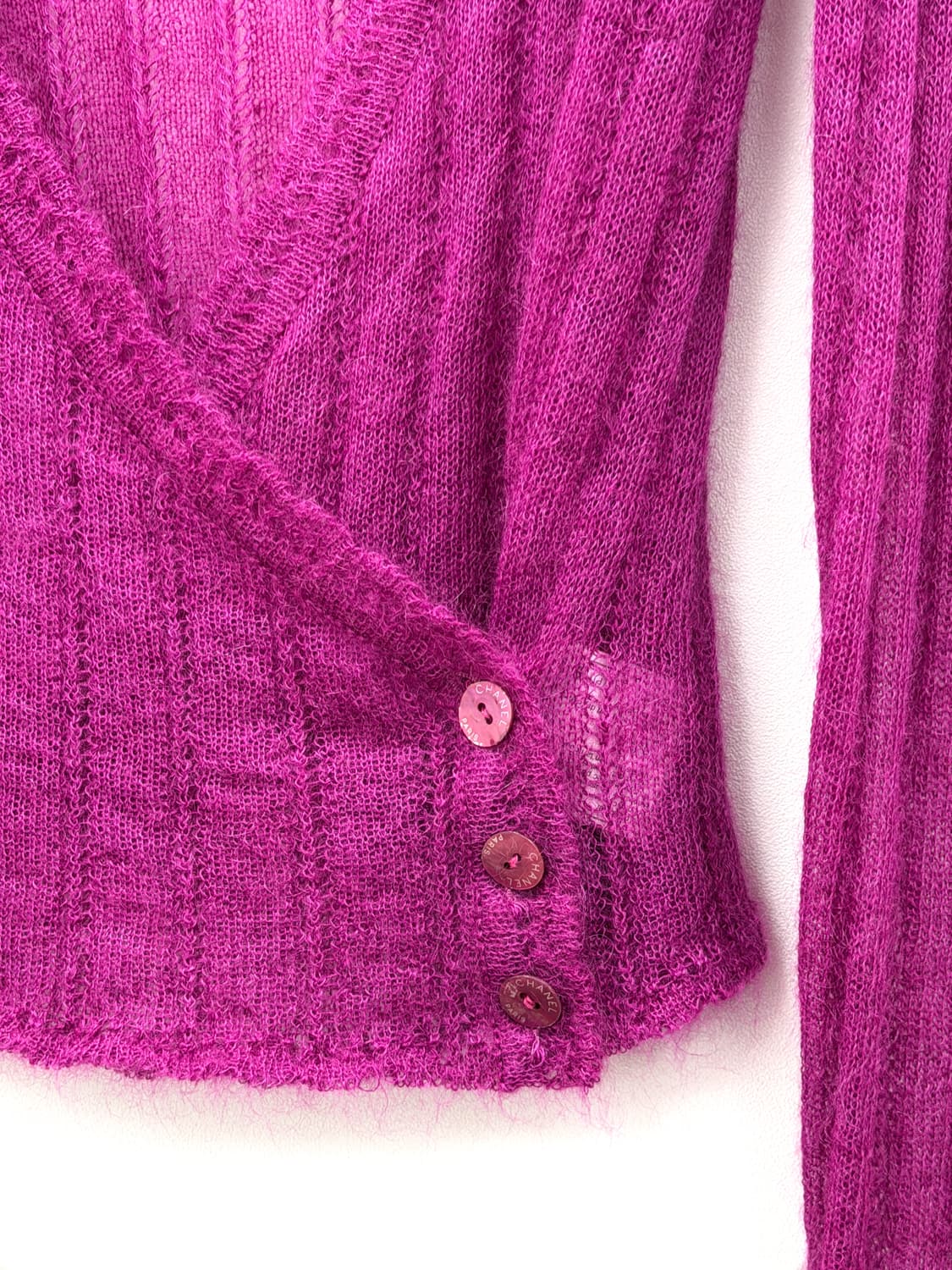 샤넬 마젠타 핑크 모헤어 블렌드 랩 가디건 상품이미지2