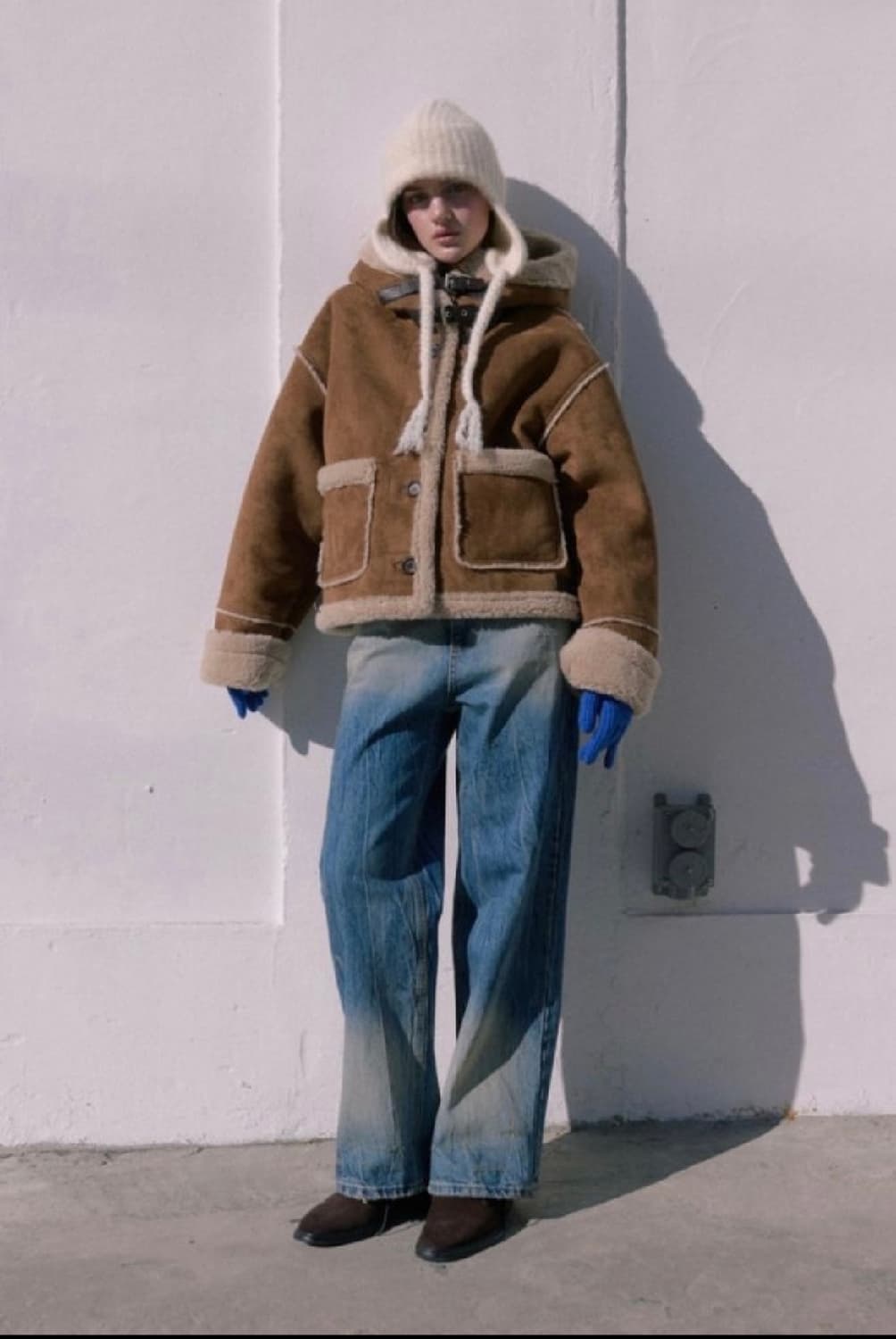 더오유 후디 무스탕 카멜 상품이미지1