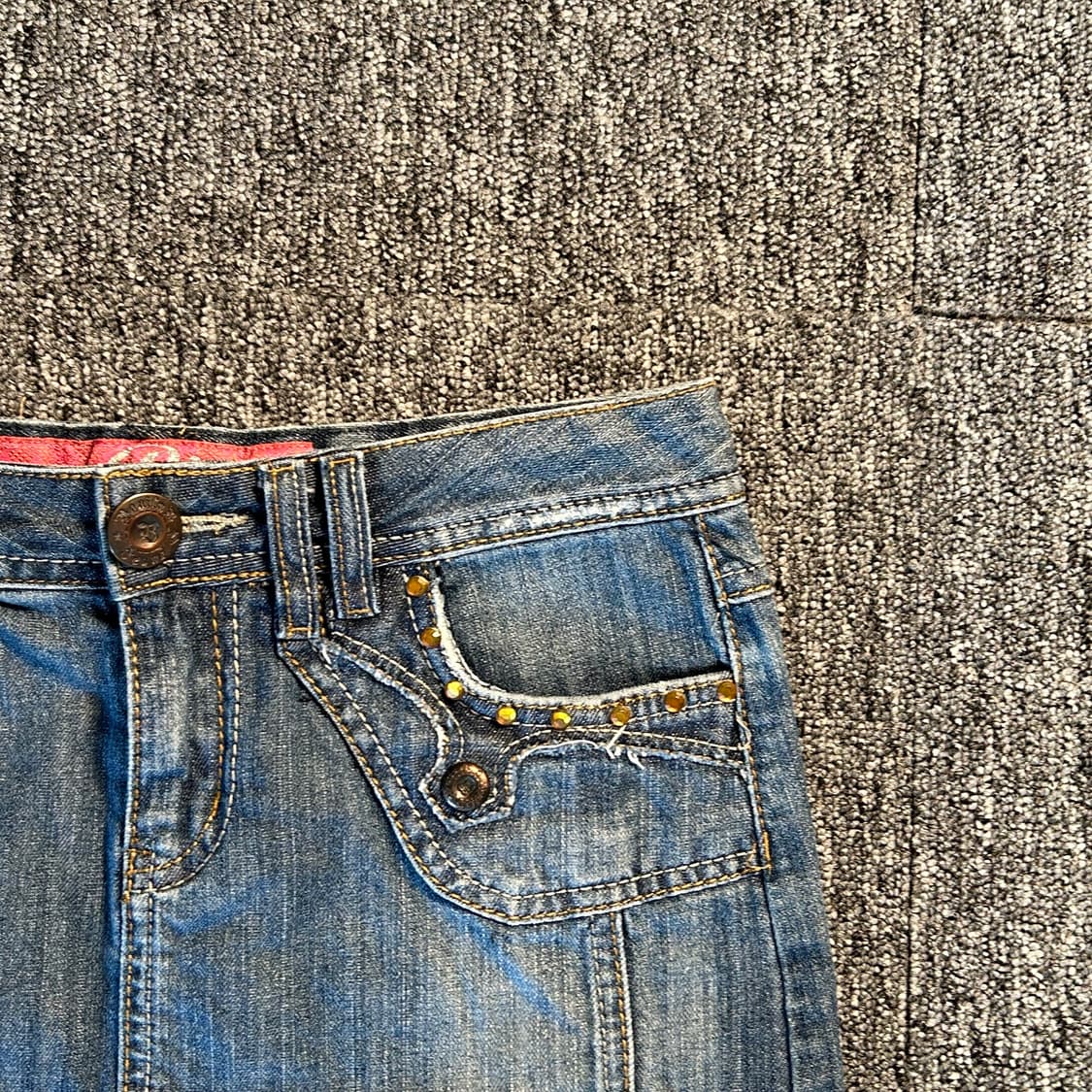 B jeans 비즈 로고 워싱 데님 미니 스커트 상품이미지4