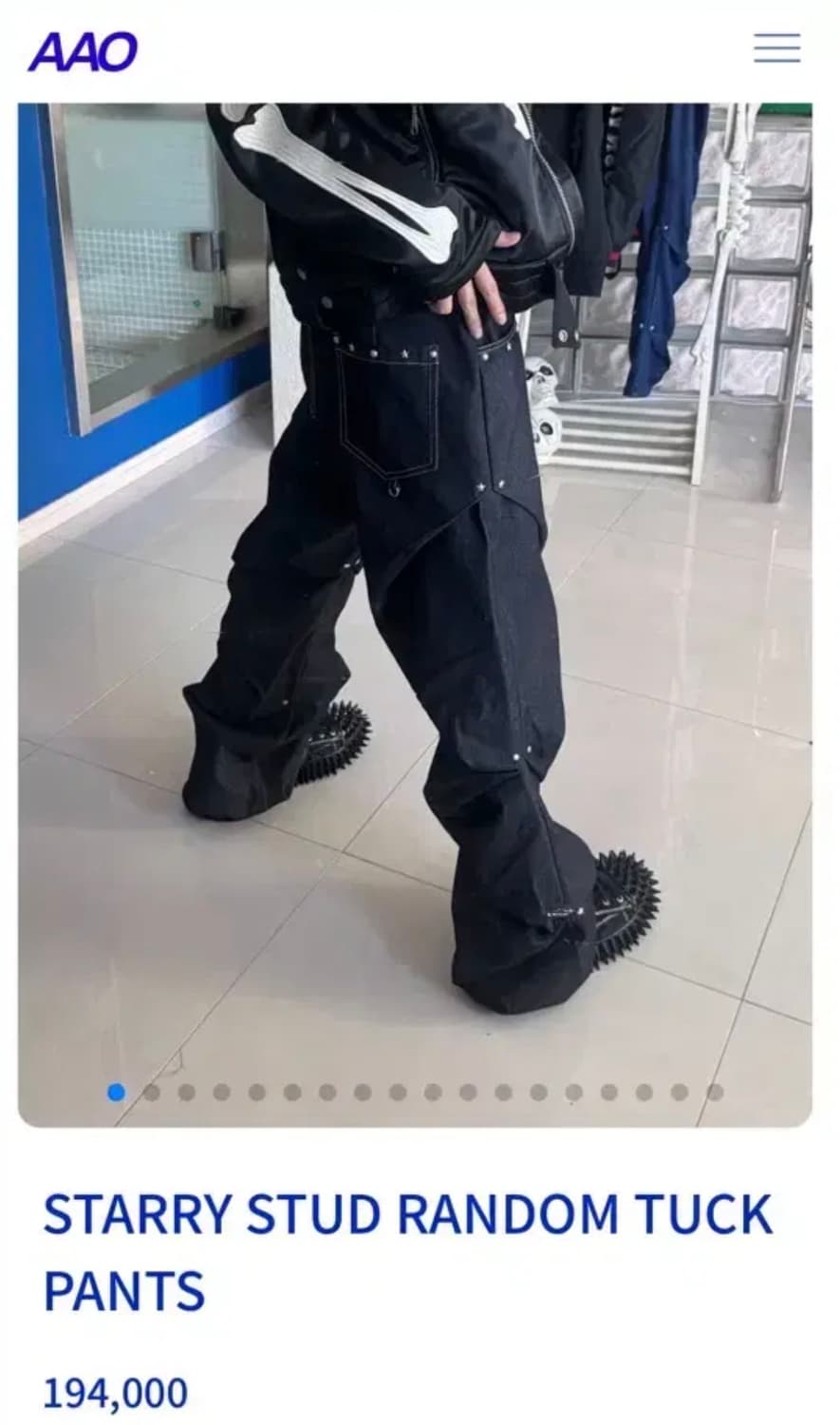 새상품) AAO 아오 비에딧 스태리 스터드 랜덤 턱 팬츠 2사이즈 상품이미지1